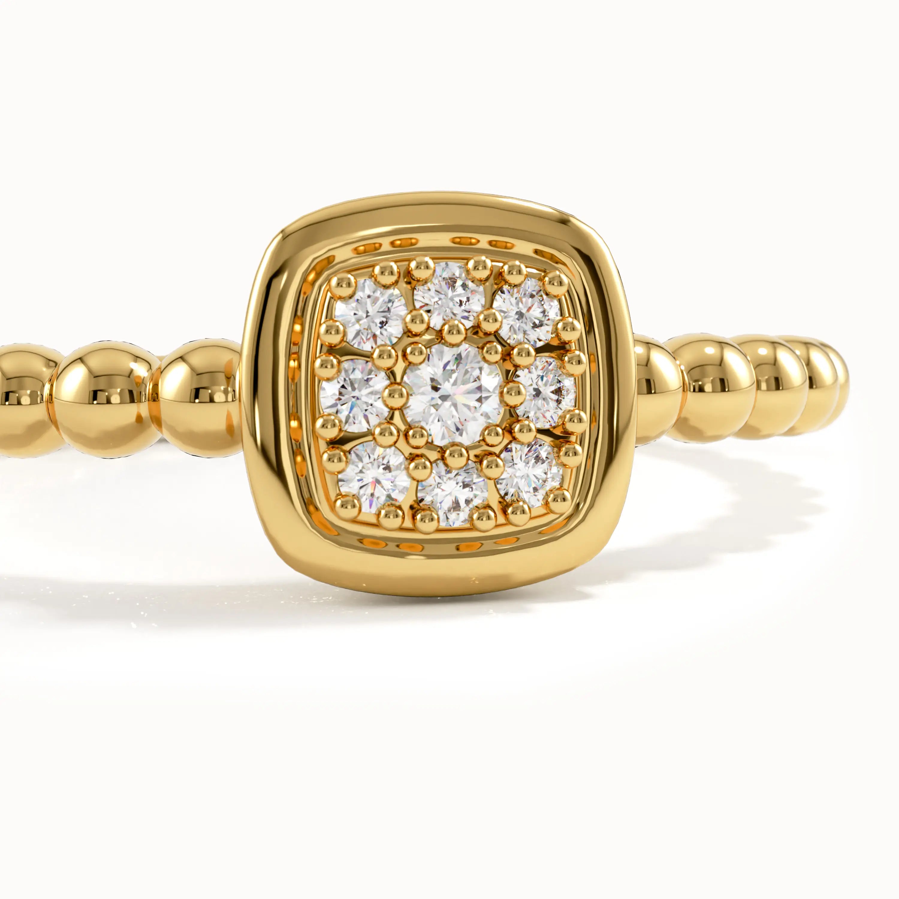 Beaded Band Square Pinky Signet Ring - BRENNMORE 