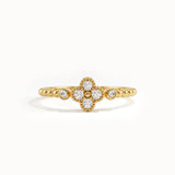 Beaded Band Clover Pinky Signet Ring