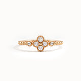 Beaded Band Clover Pinky Signet Ring - BRENNMORE