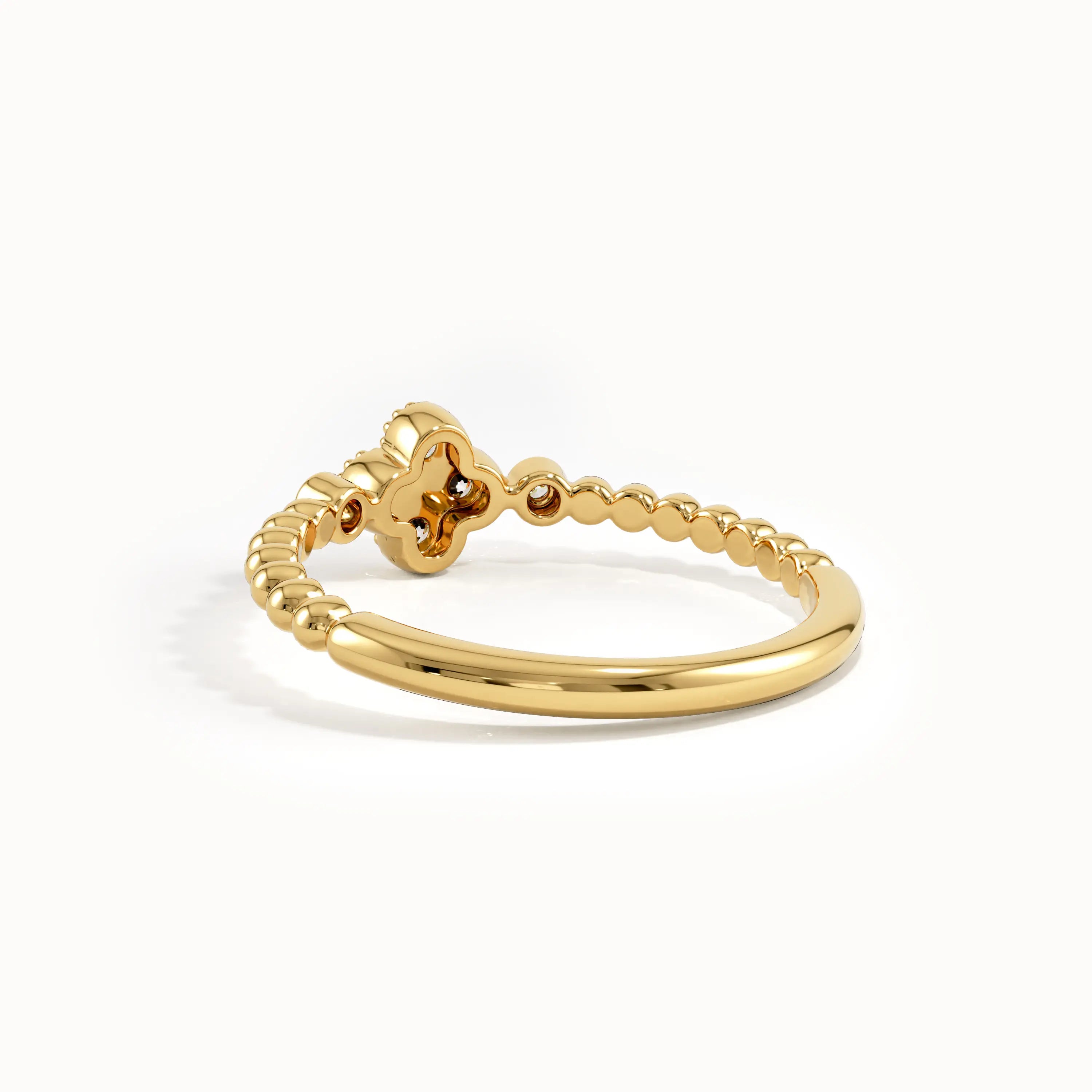 Beaded Band Clover Pinky Signet Ring - BRENNMORE 