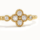 Beaded Band Clover Pinky Signet Ring - BRENNMORE 