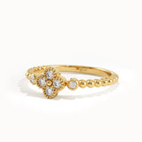 Beaded Band Clover Pinky Signet Ring - BRENNMORE