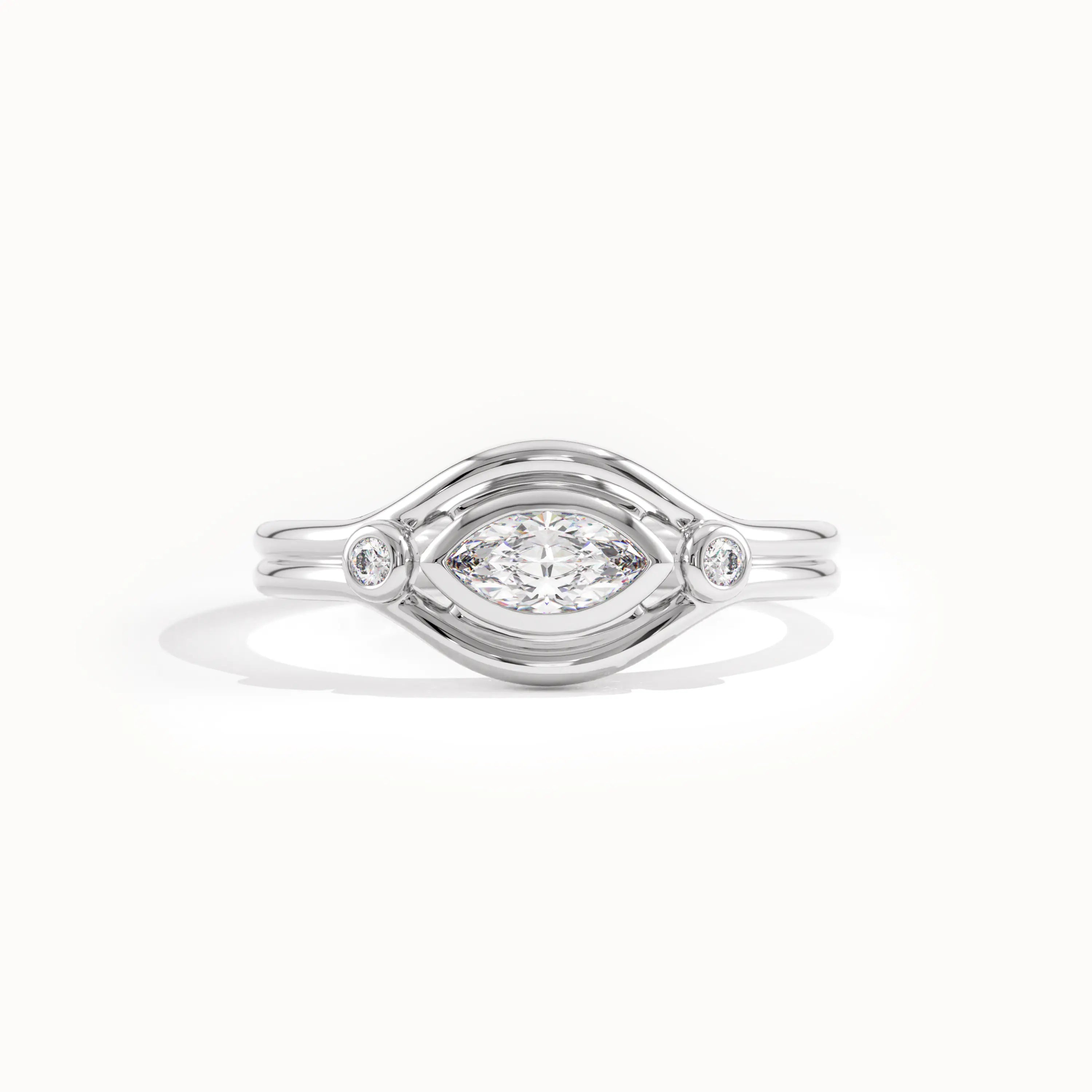 Bezel Marquise Lab Diamond Pinky Signet Ring