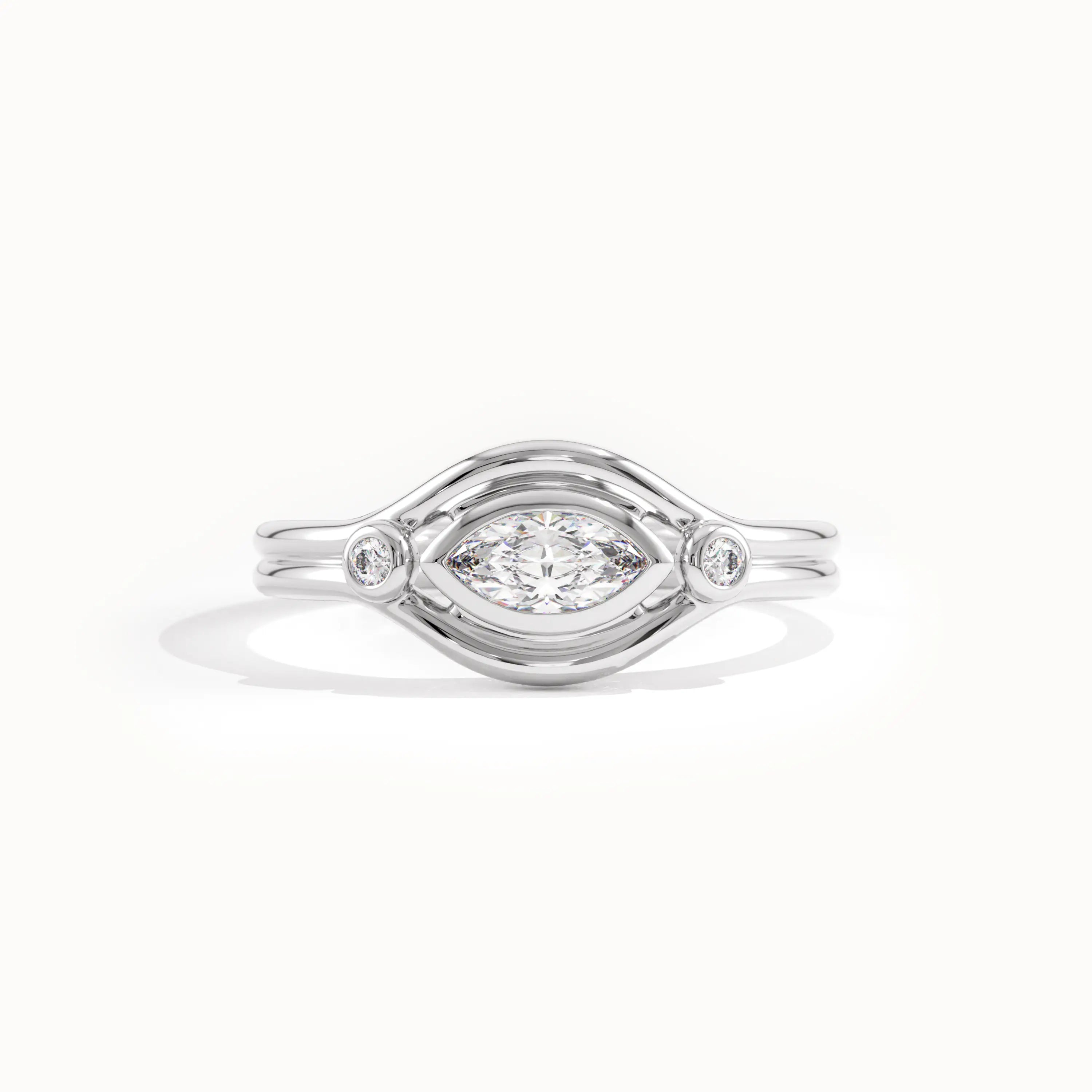 Bezel Marquise Lab Diamond Pinky Signet Ring - BRENNMORE