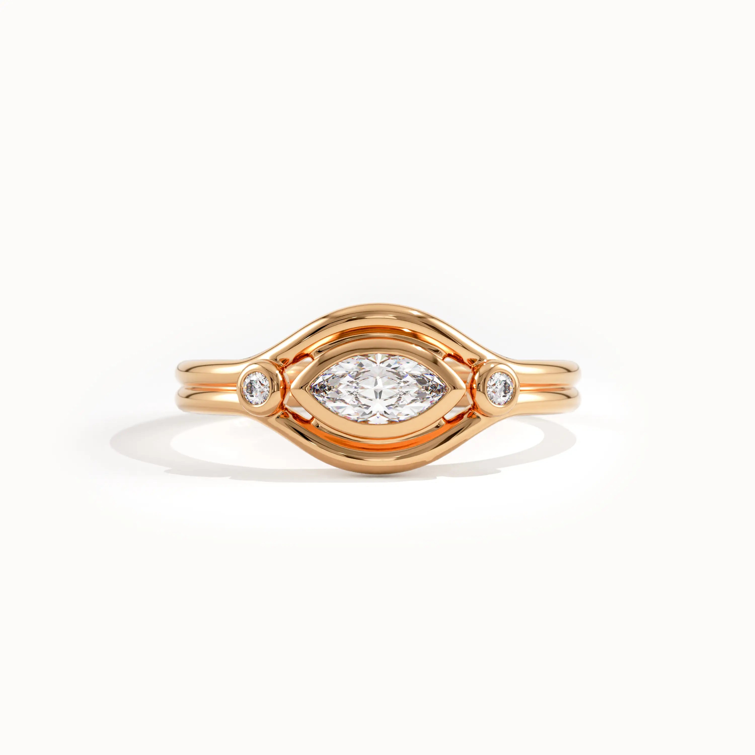 Bezel Marquise Lab Diamond Pinky Signet Ring - BRENNMORE