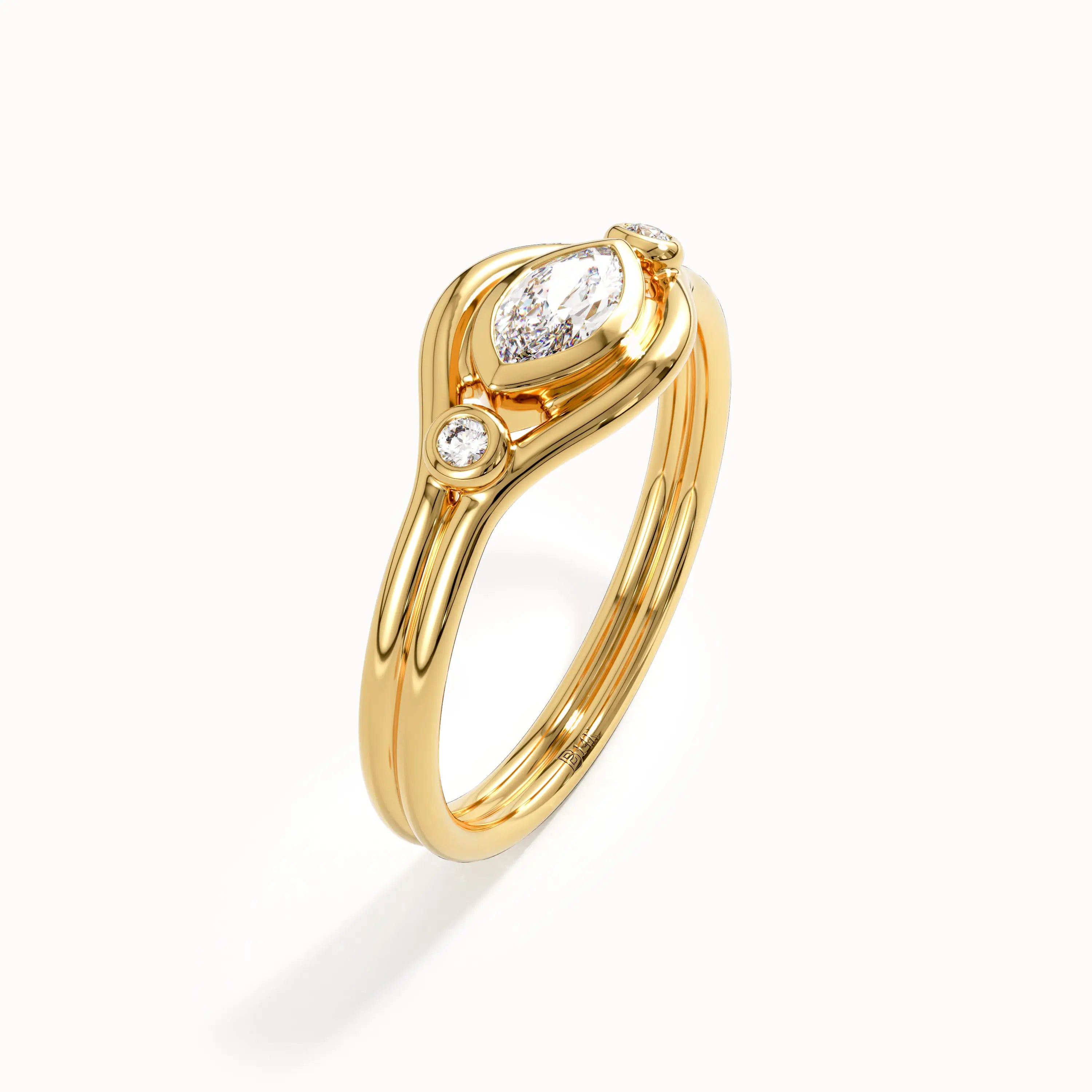 Bezel Marquise Lab Diamond Pinky Signet Ring - BRENNMORE