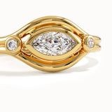 Bezel Marquise Lab Diamond Pinky Signet Ring - BRENNMORE