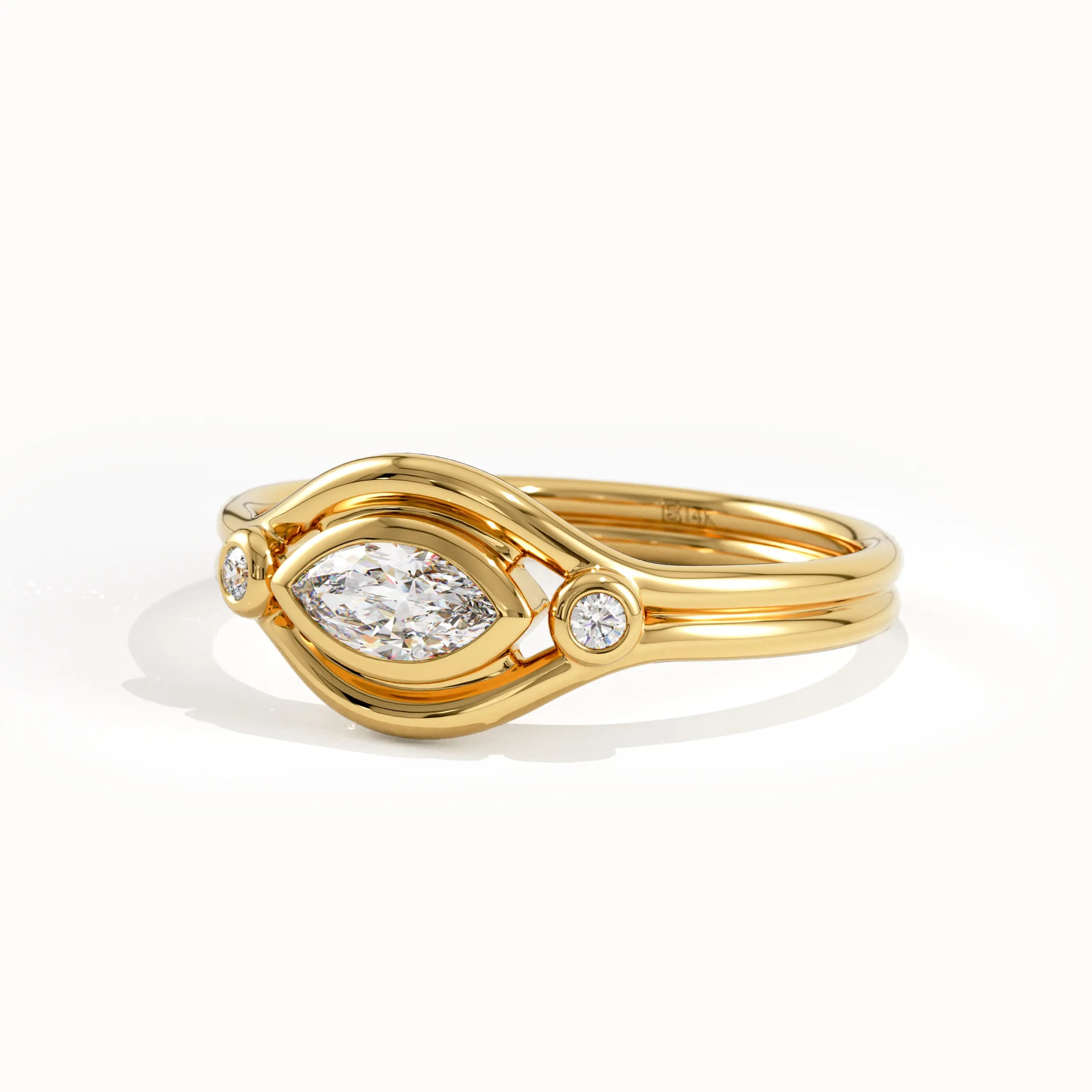 Bezel Marquise Lab Diamond Pinky Signet Ring - BRENNMORE