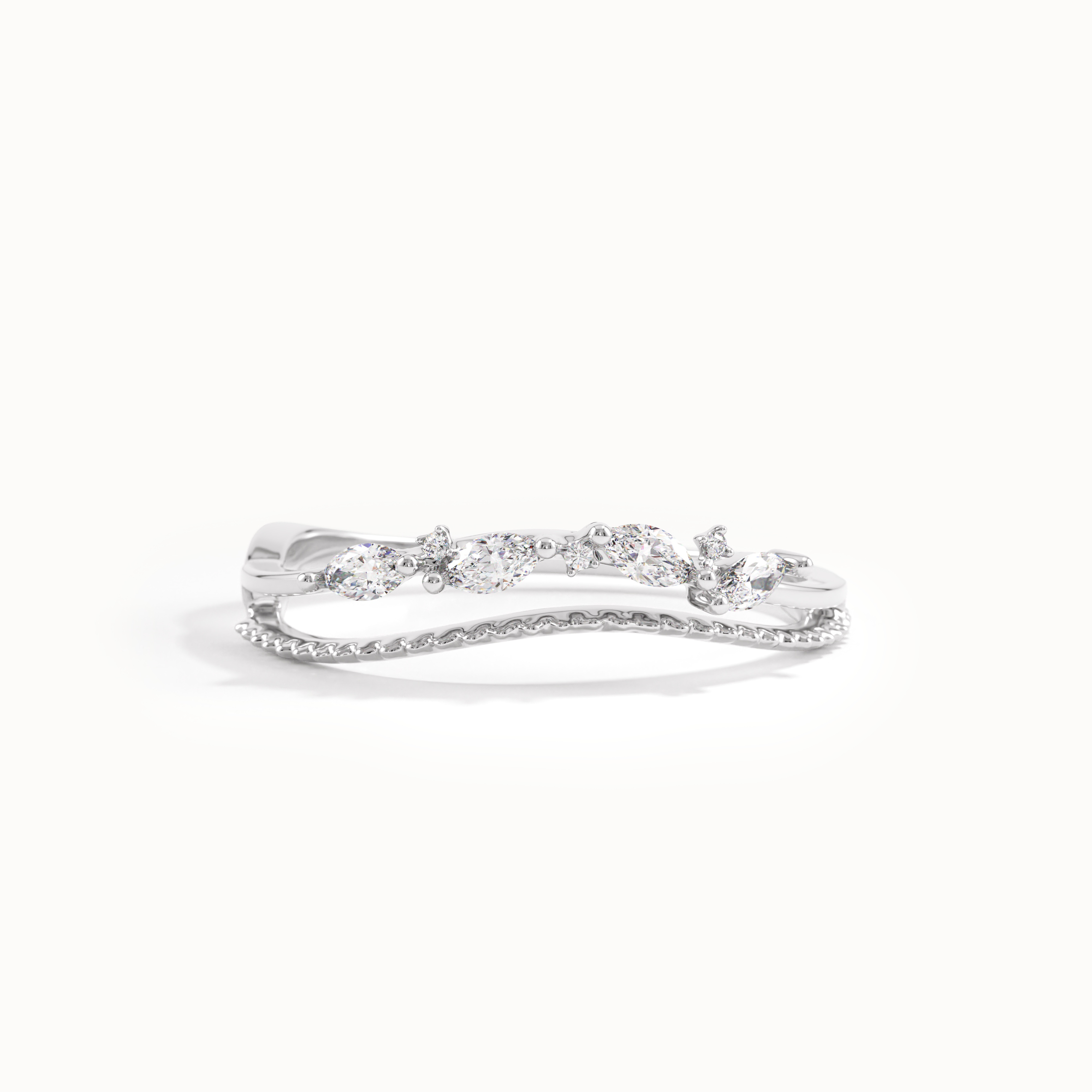 Unique Design Beaded Curve Ring - BRENNMORE 