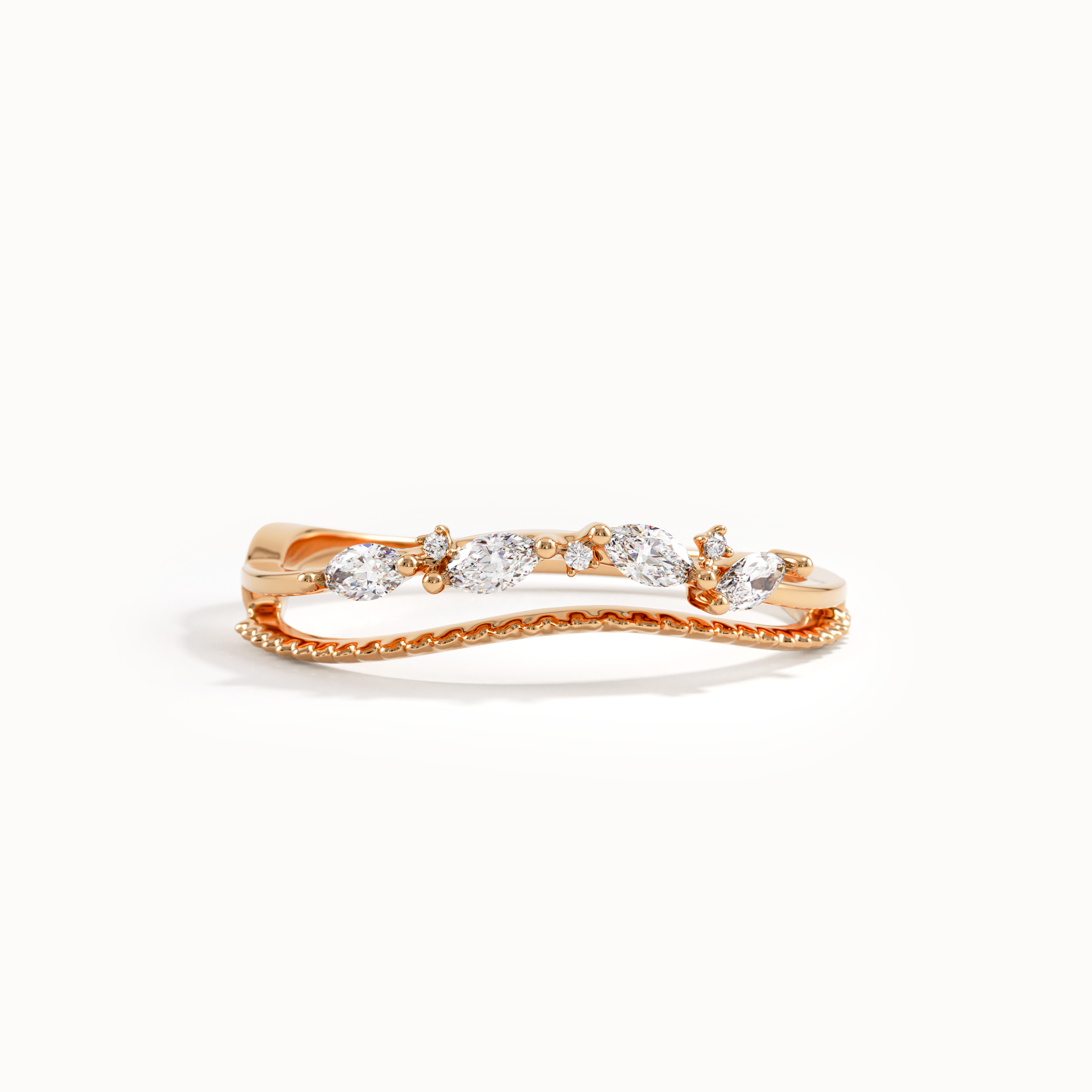 Unique Design Beaded Curve Ring - BRENNMORE 