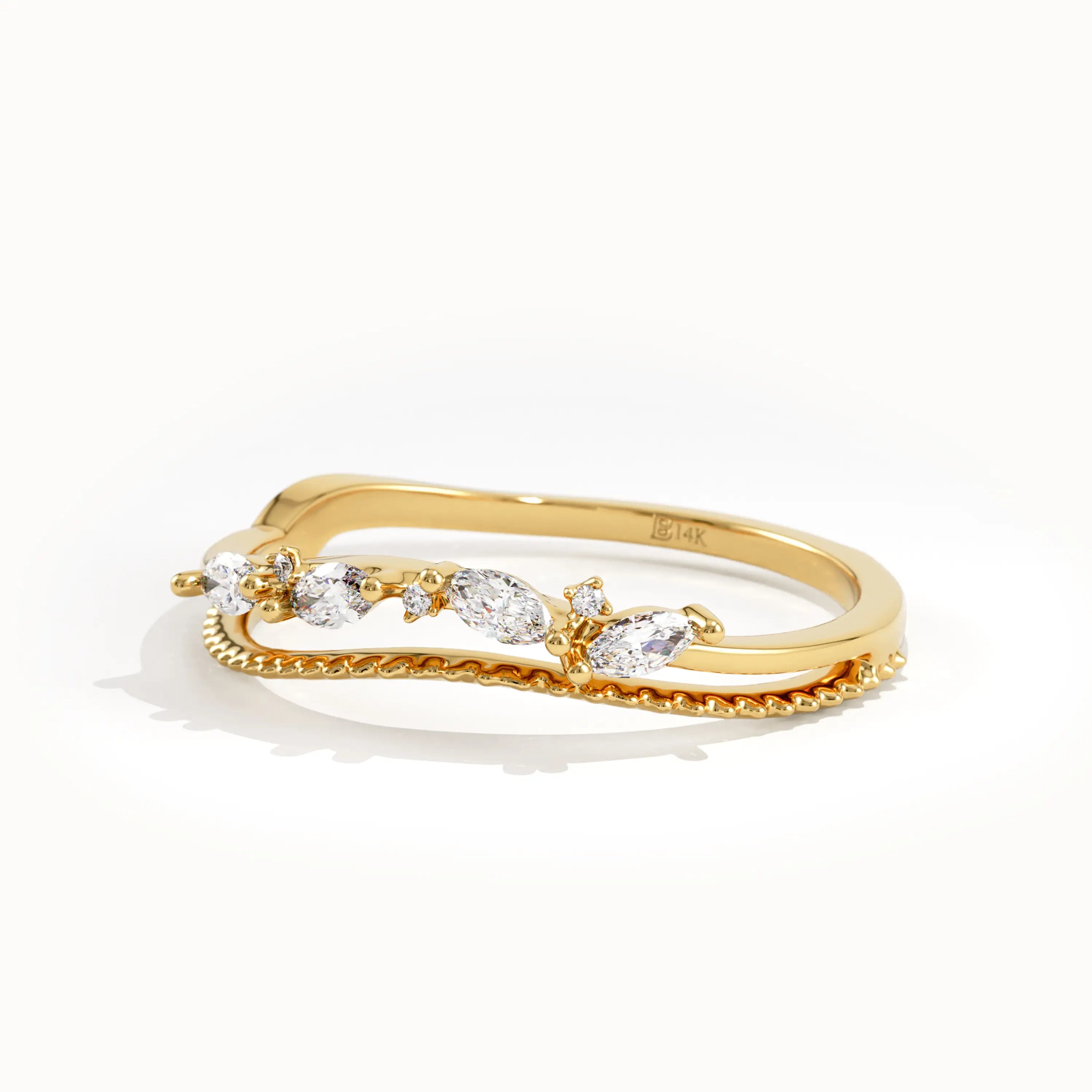 Unique Design Beaded Curve Ring - BRENNMORE