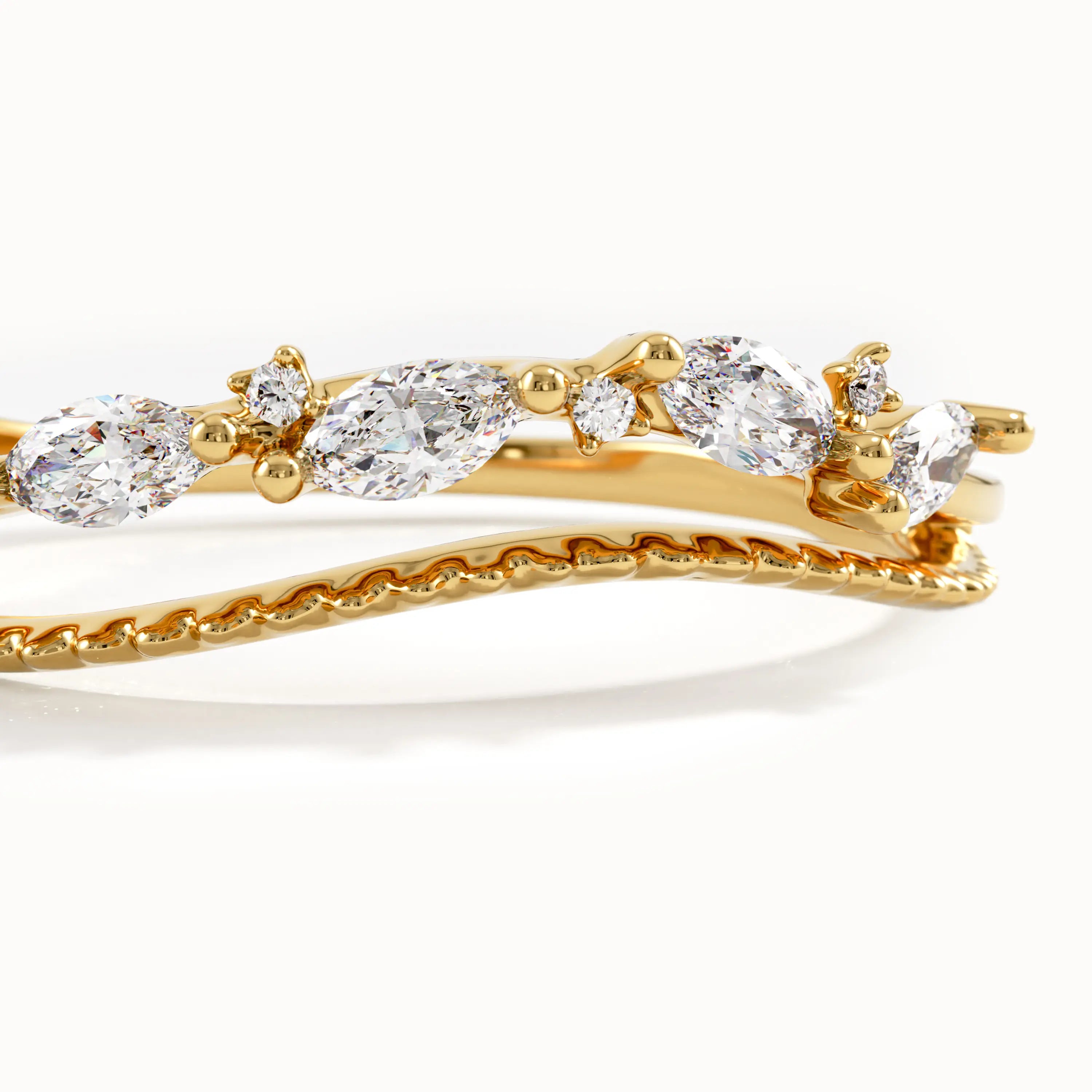 Unique Design Beaded Curve Ring - BRENNMORE 