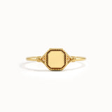 14k Solid Gold Square Signet Ring - BRENNMORE 