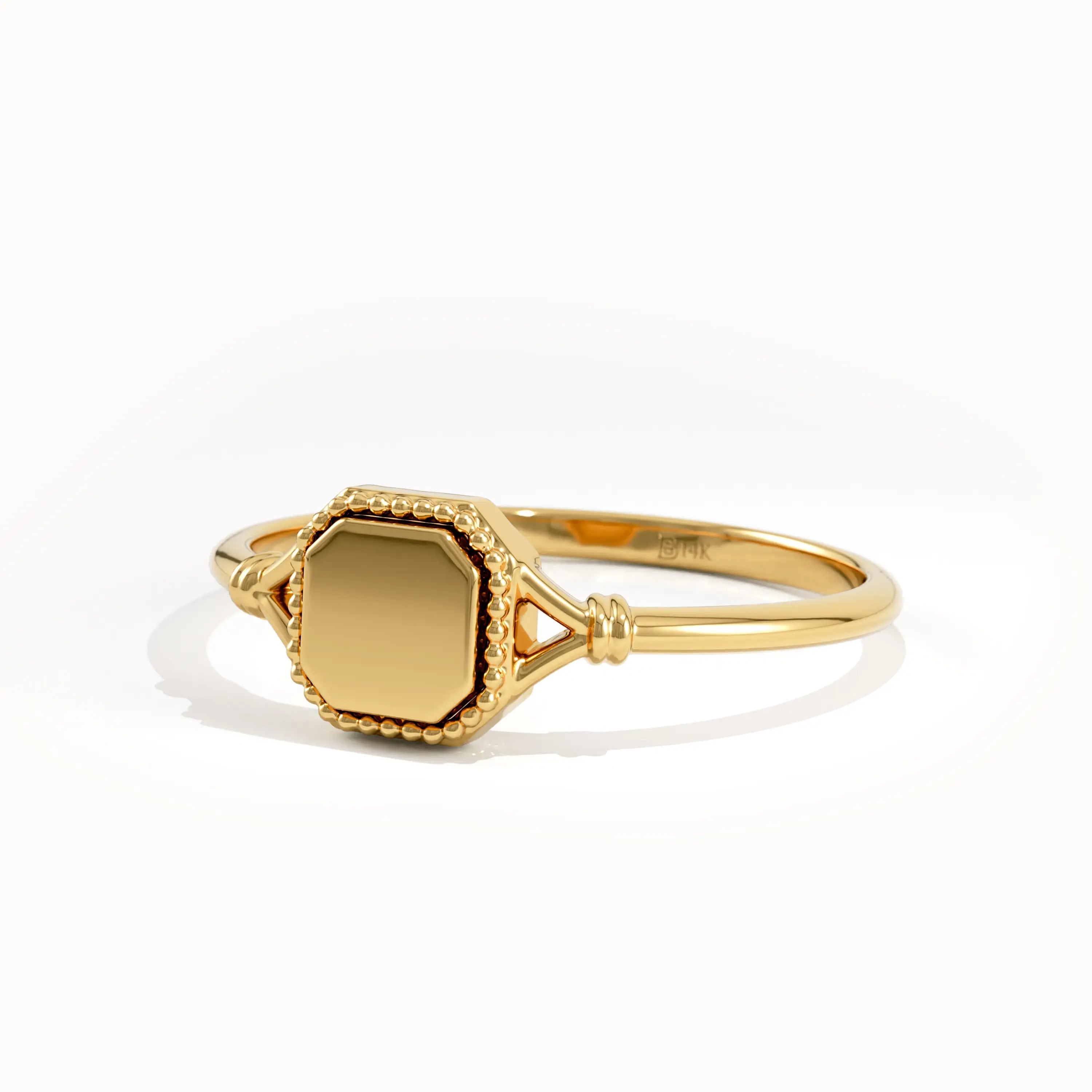 14k Solid Gold Square Signet Ring - BRENNMORE 