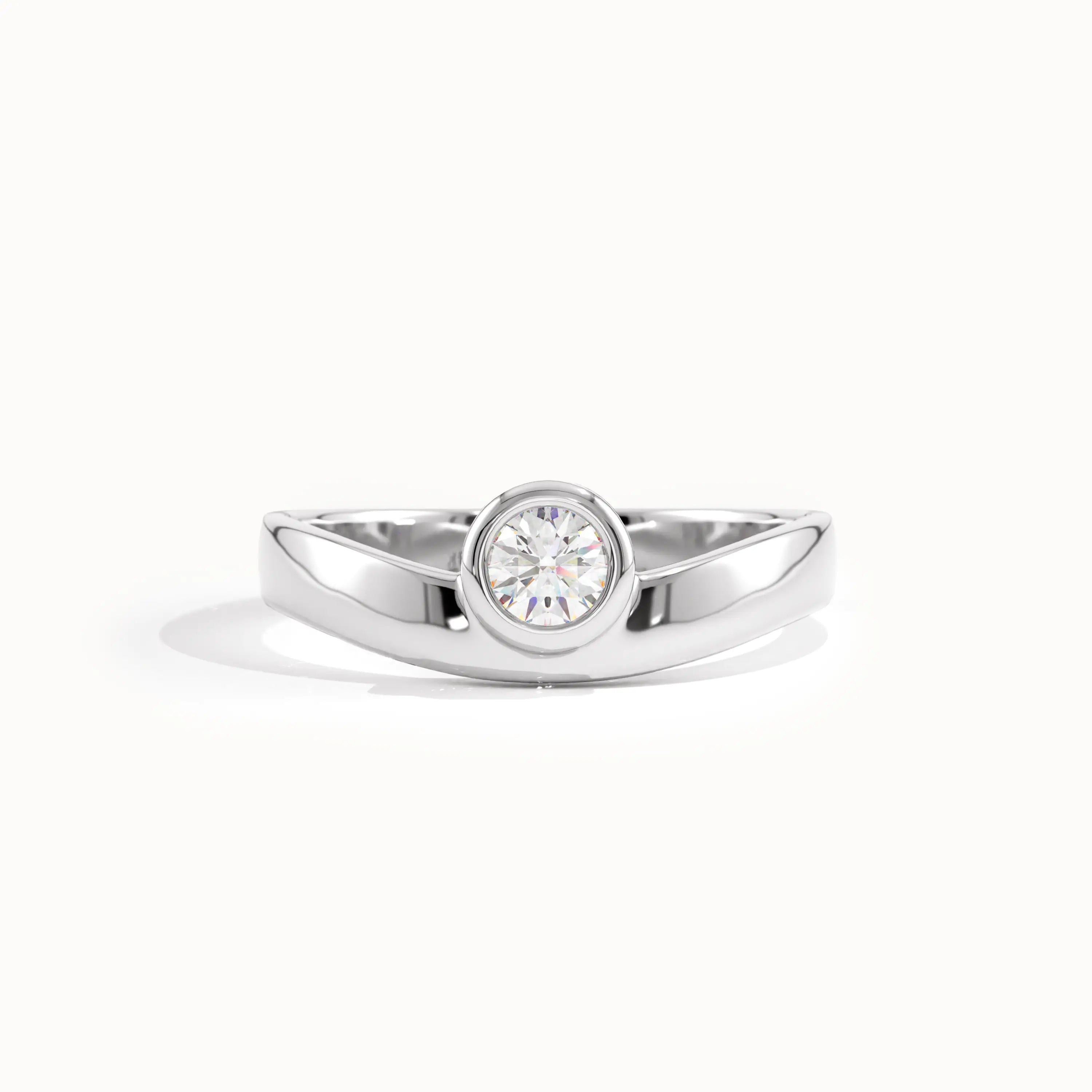 Curve Band Bezel Engagement Ring - BRENNMORE