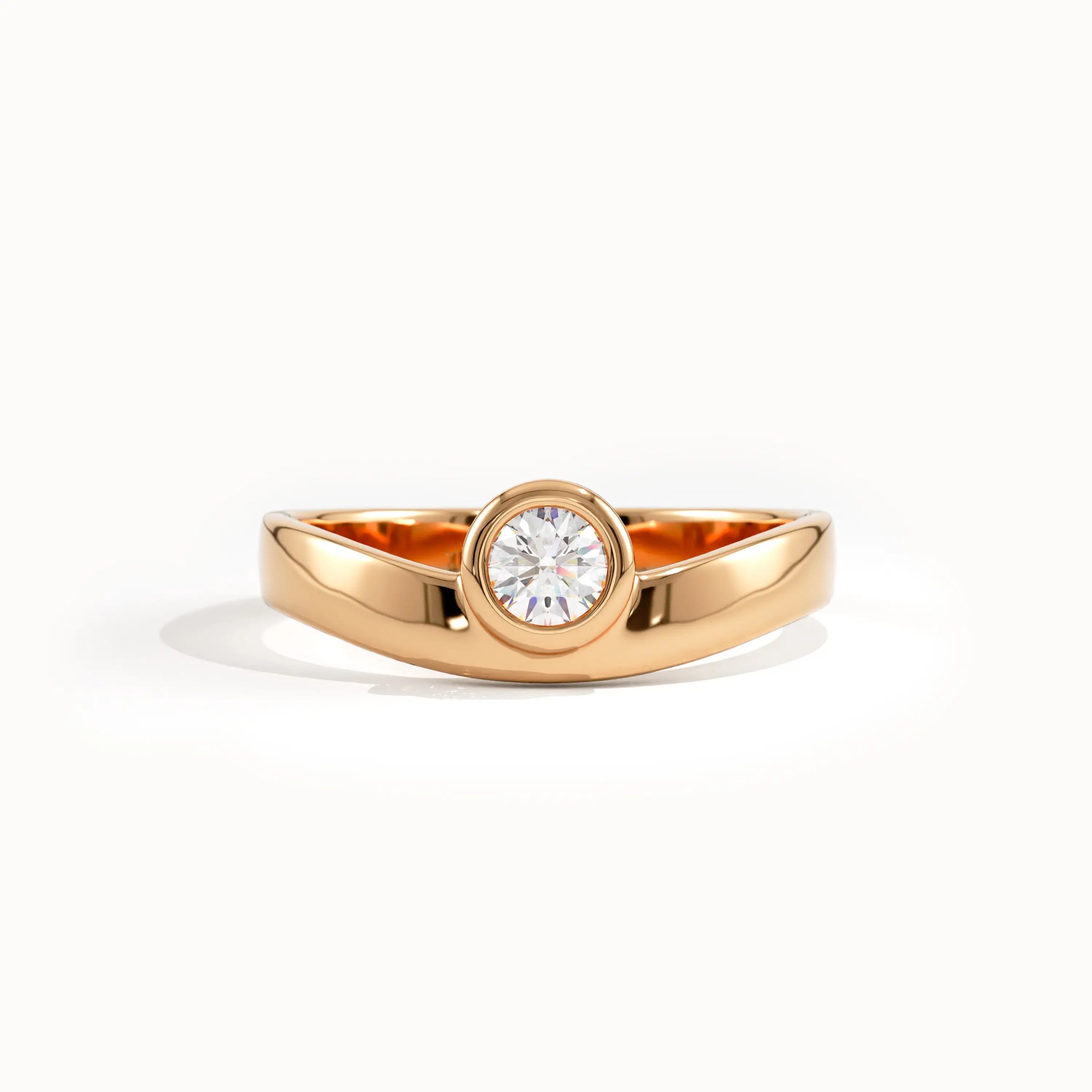 Curve Band Bezel Engagement Ring - BRENNMORE