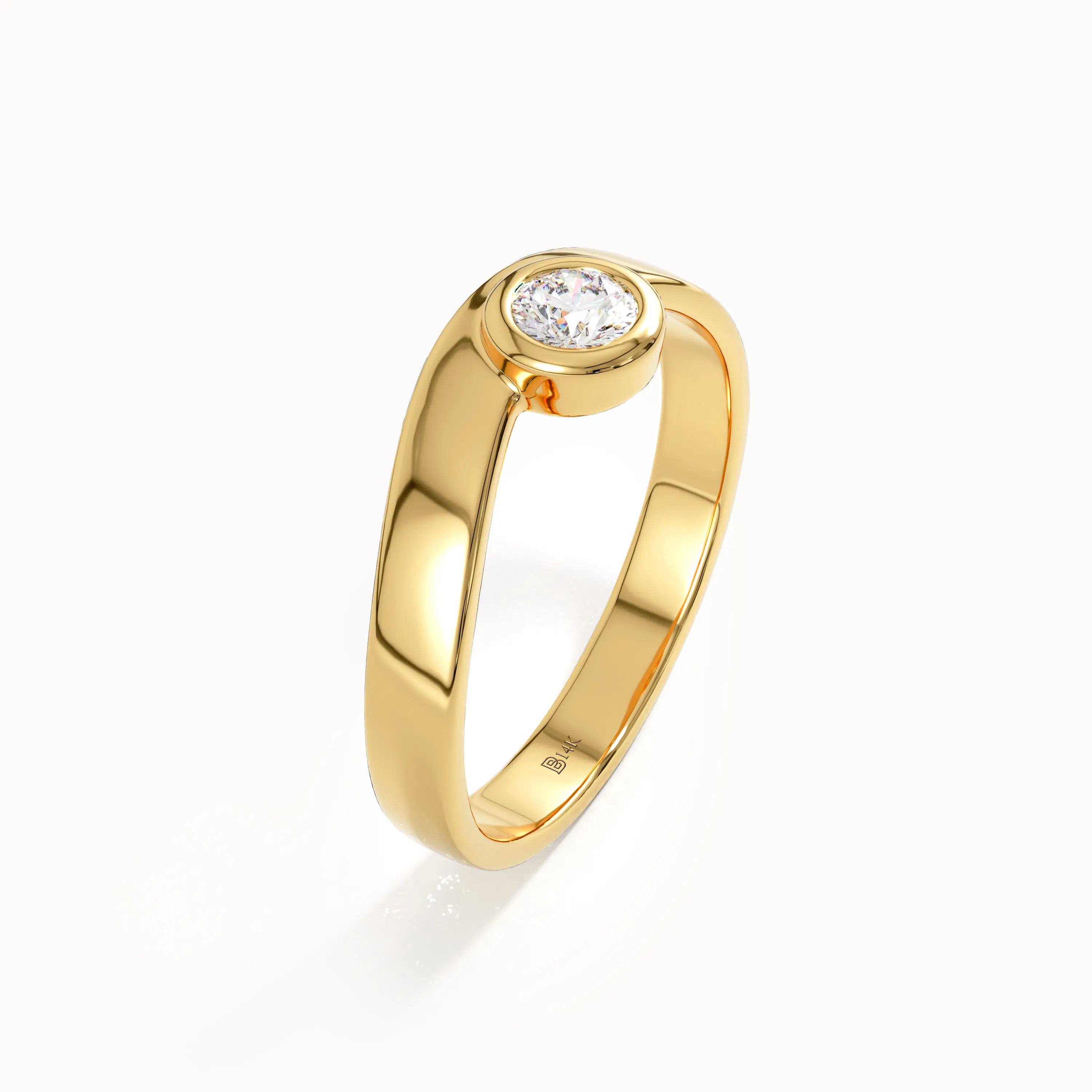 Curve Band Bezel Engagement Ring - BRENNMORE 