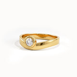 Curve Band Bezel Engagement Ring