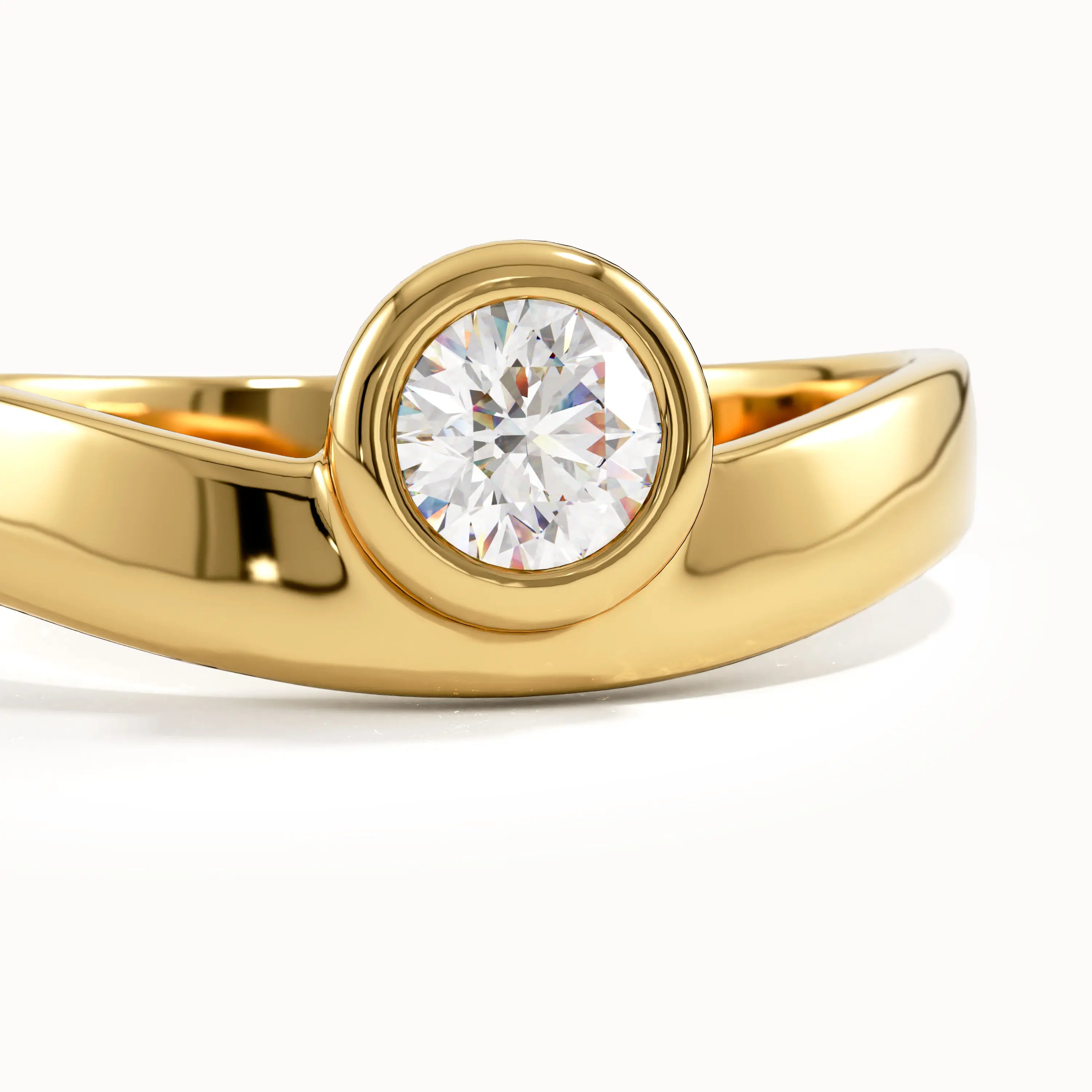 Curve Band Bezel Engagement Ring - BRENNMORE 