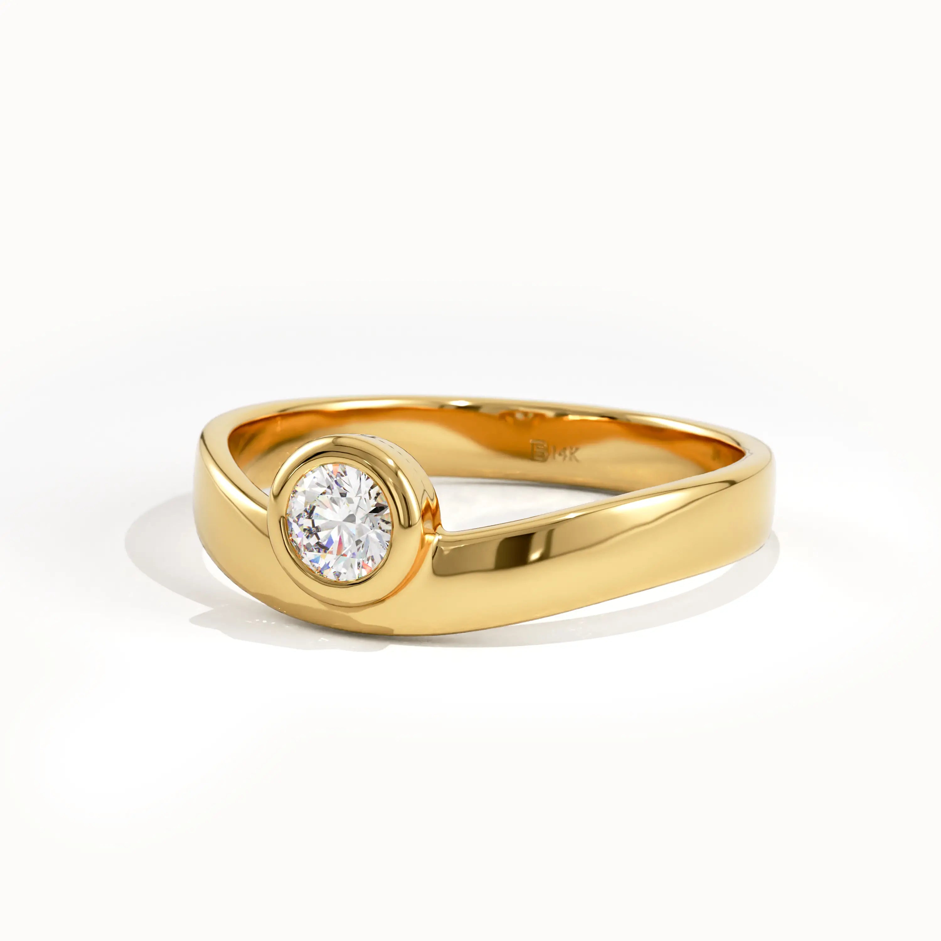 Curve Band Bezel Engagement Ring - BRENNMORE