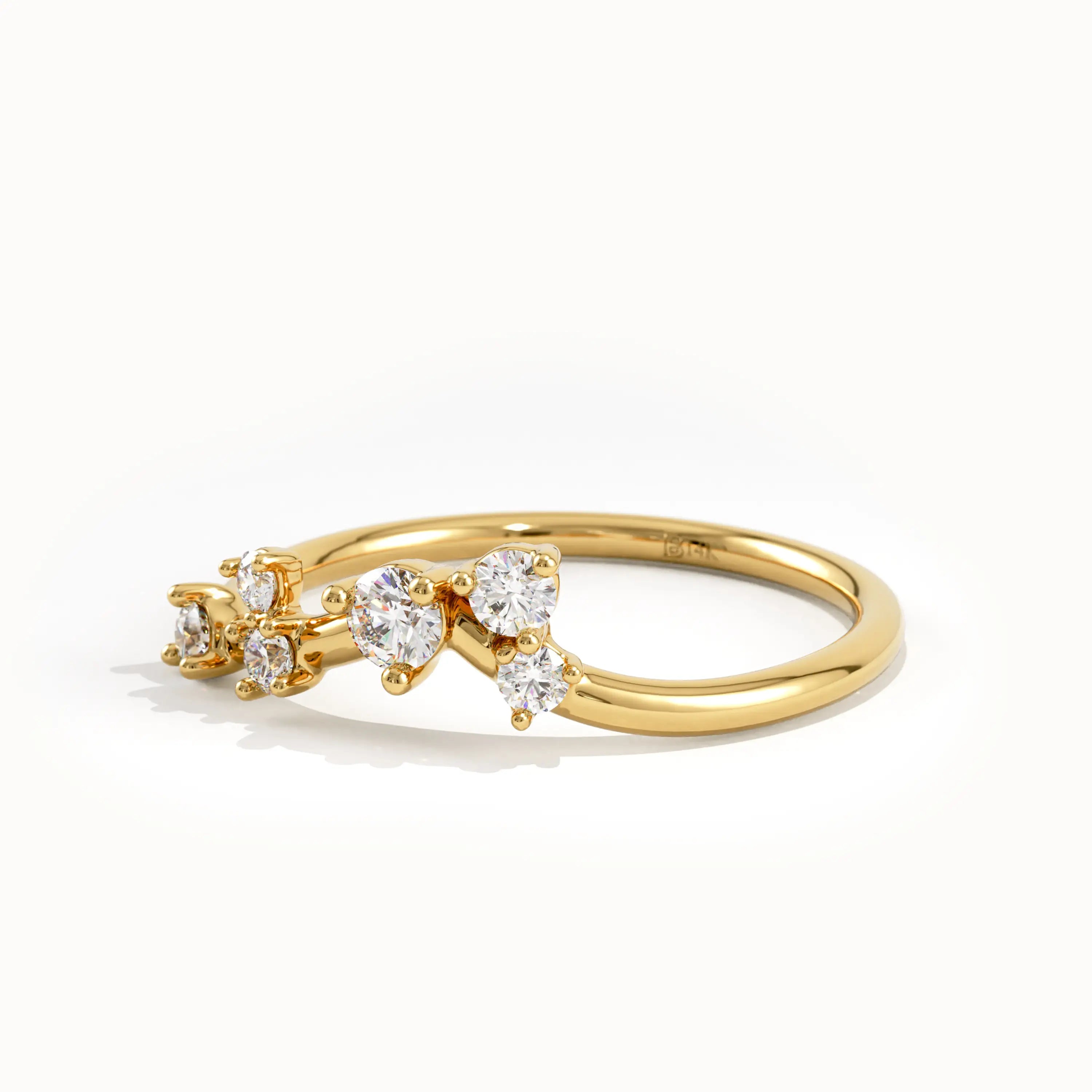 Scattered Lab Diamond Curve Ring in Gold - BRENNMORE