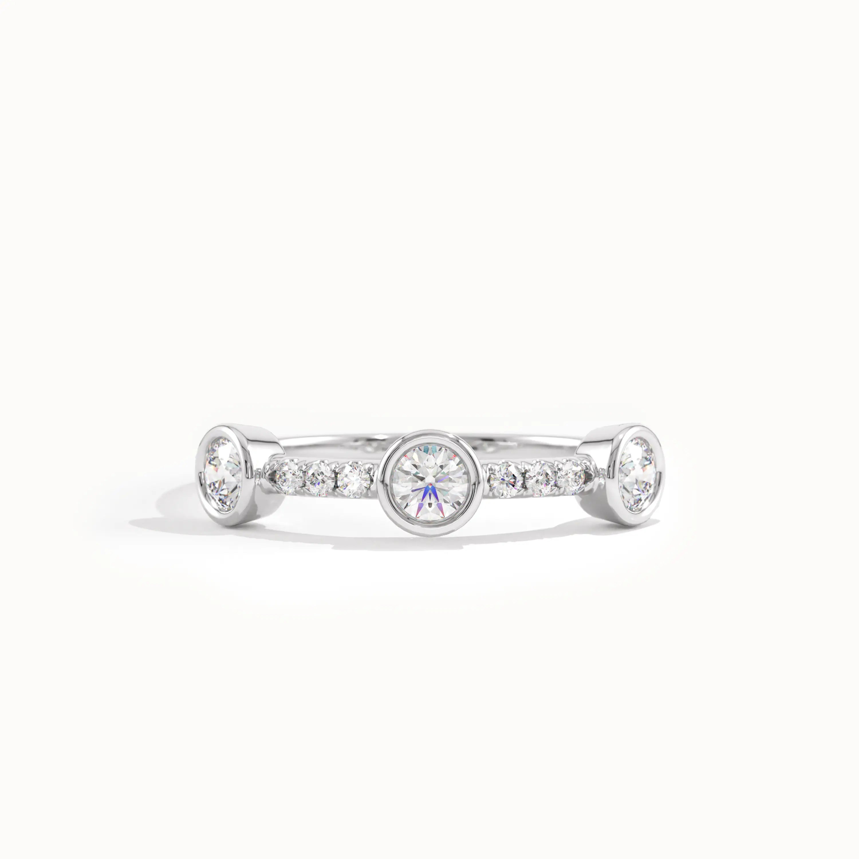 Half Eternity Bezel Stacking Ring in Gold - BRENNMORE