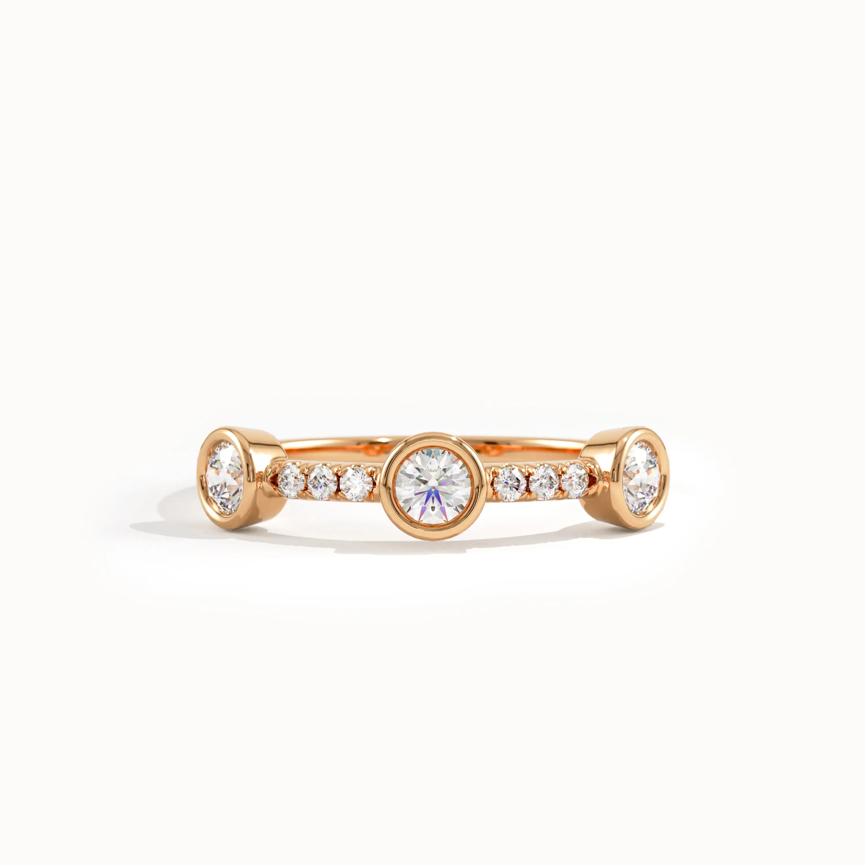 Half Eternity Bezel Stacking Ring in Gold - BRENNMORE
