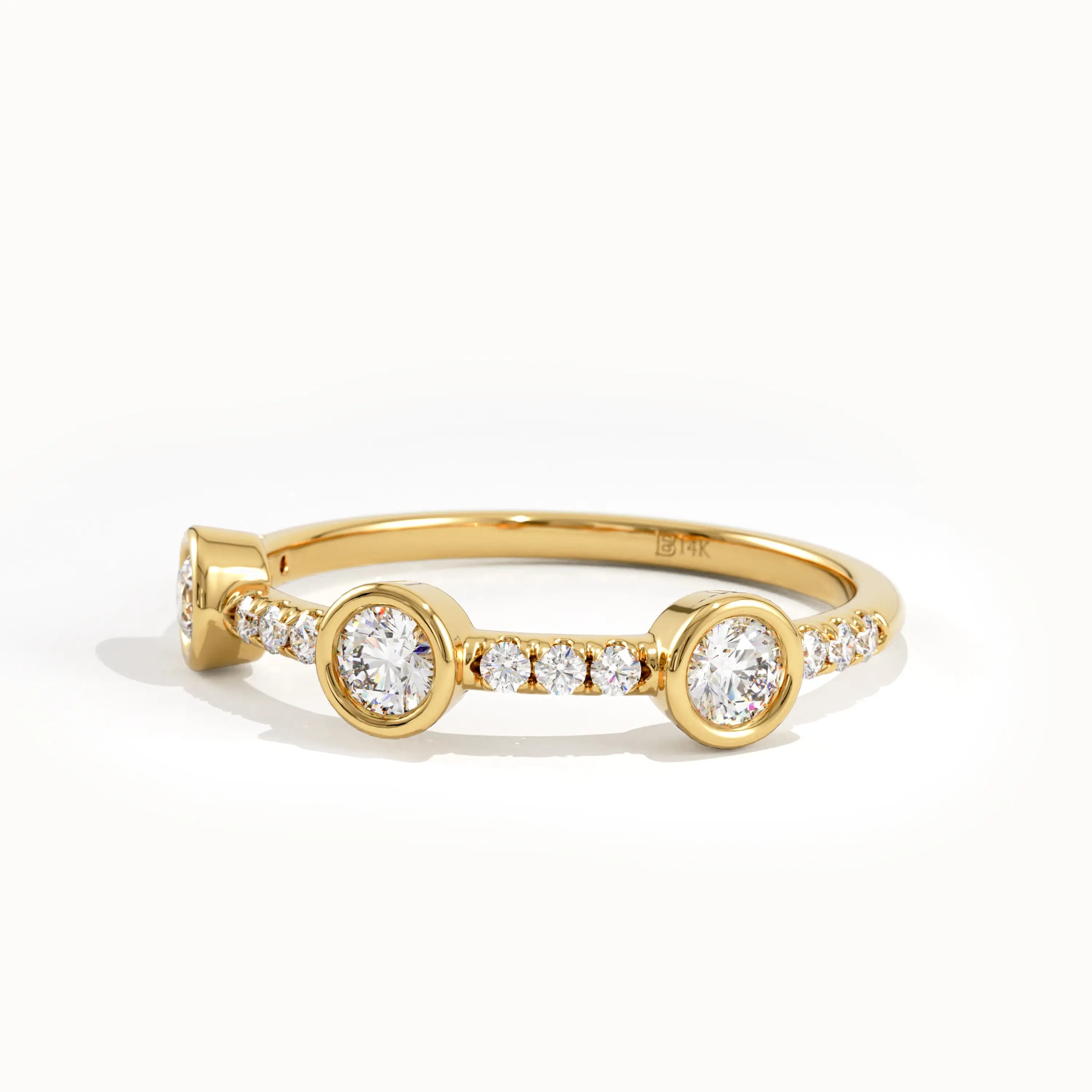 Half Eternity Bezel Stacking Ring in Gold - BRENNMORE