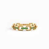 Pave Emerald Chain Wedding Ring
