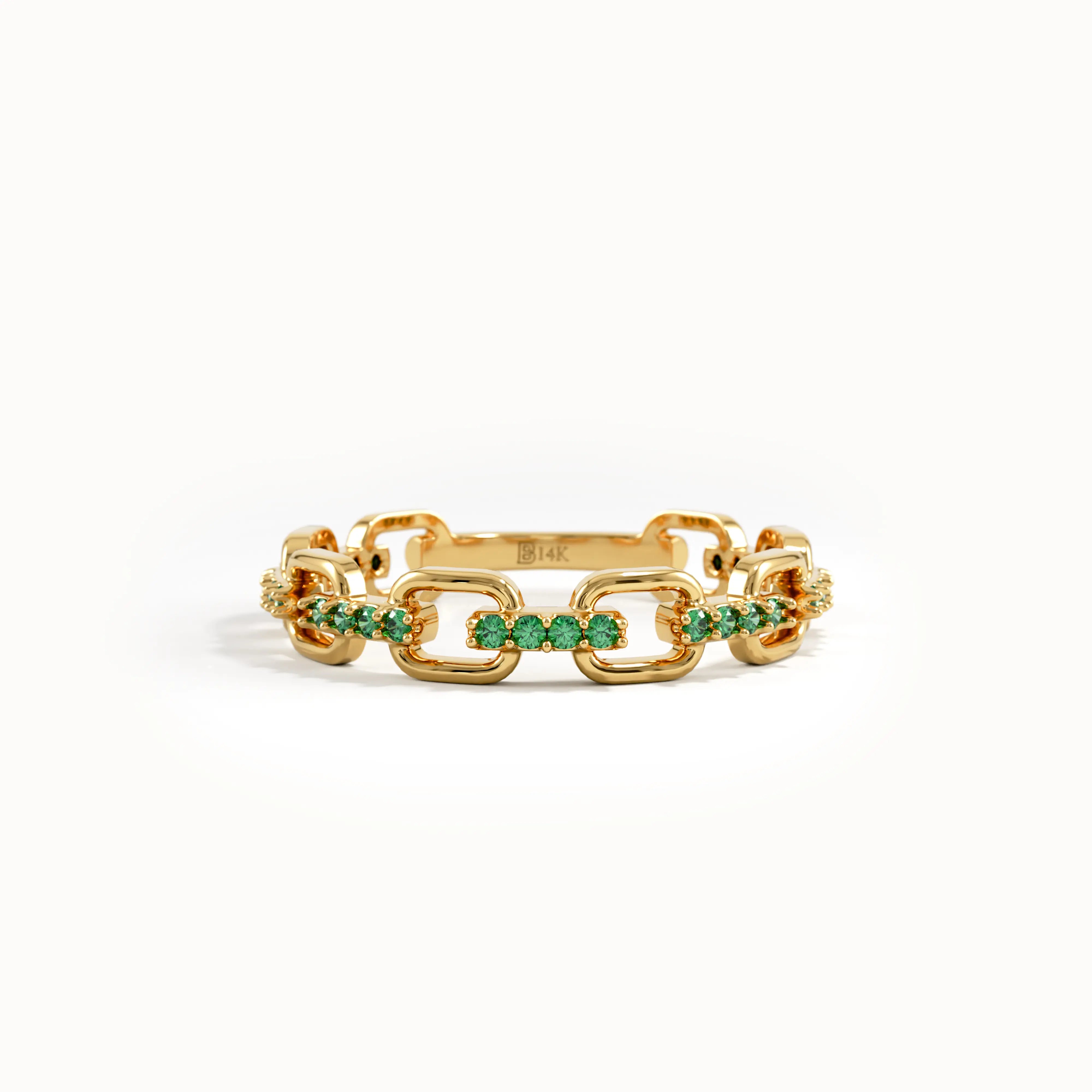Pave Emerald Chain Wedding Ring - BRENNMORE 
