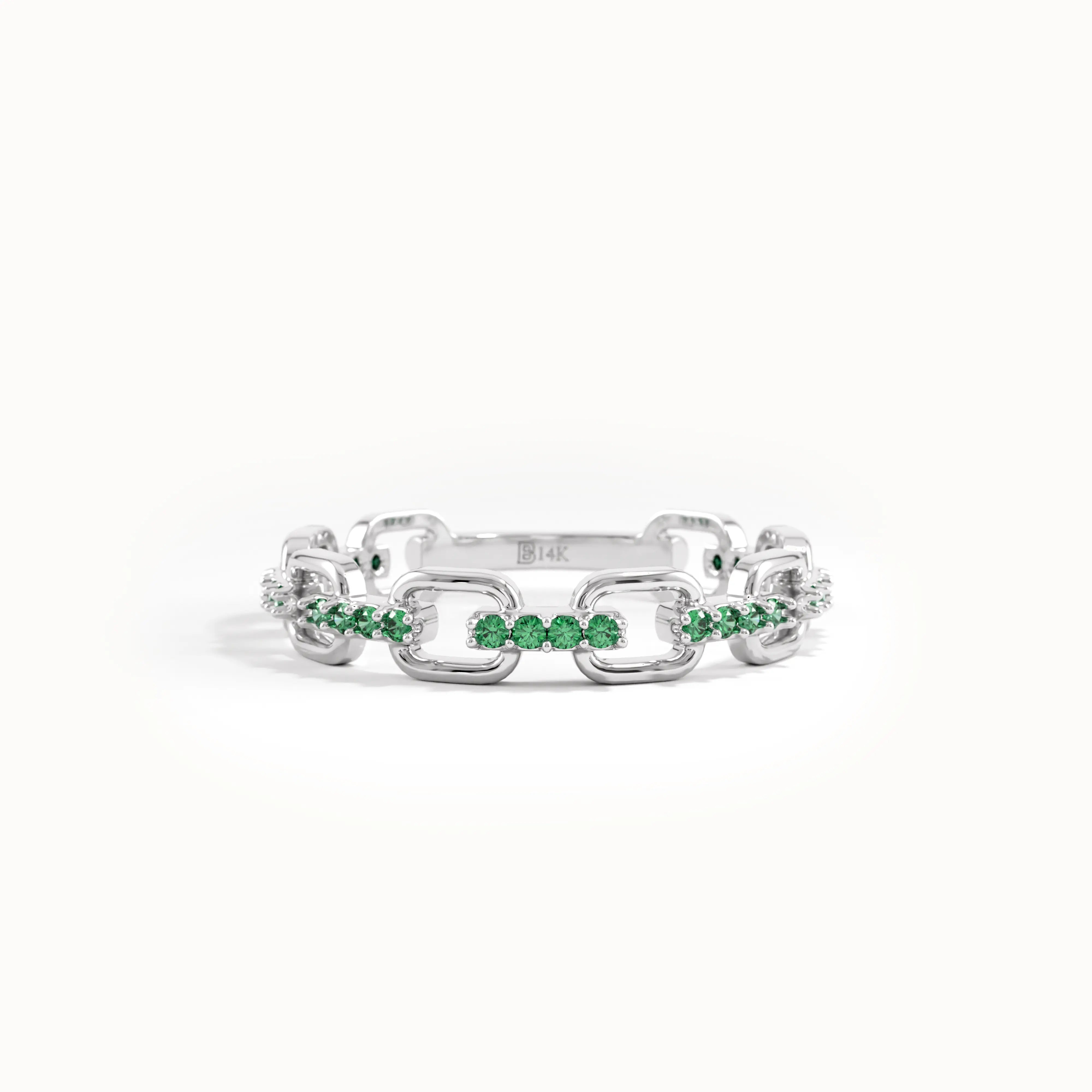 Pave Emerald Chain Wedding Ring - BRENNMORE 