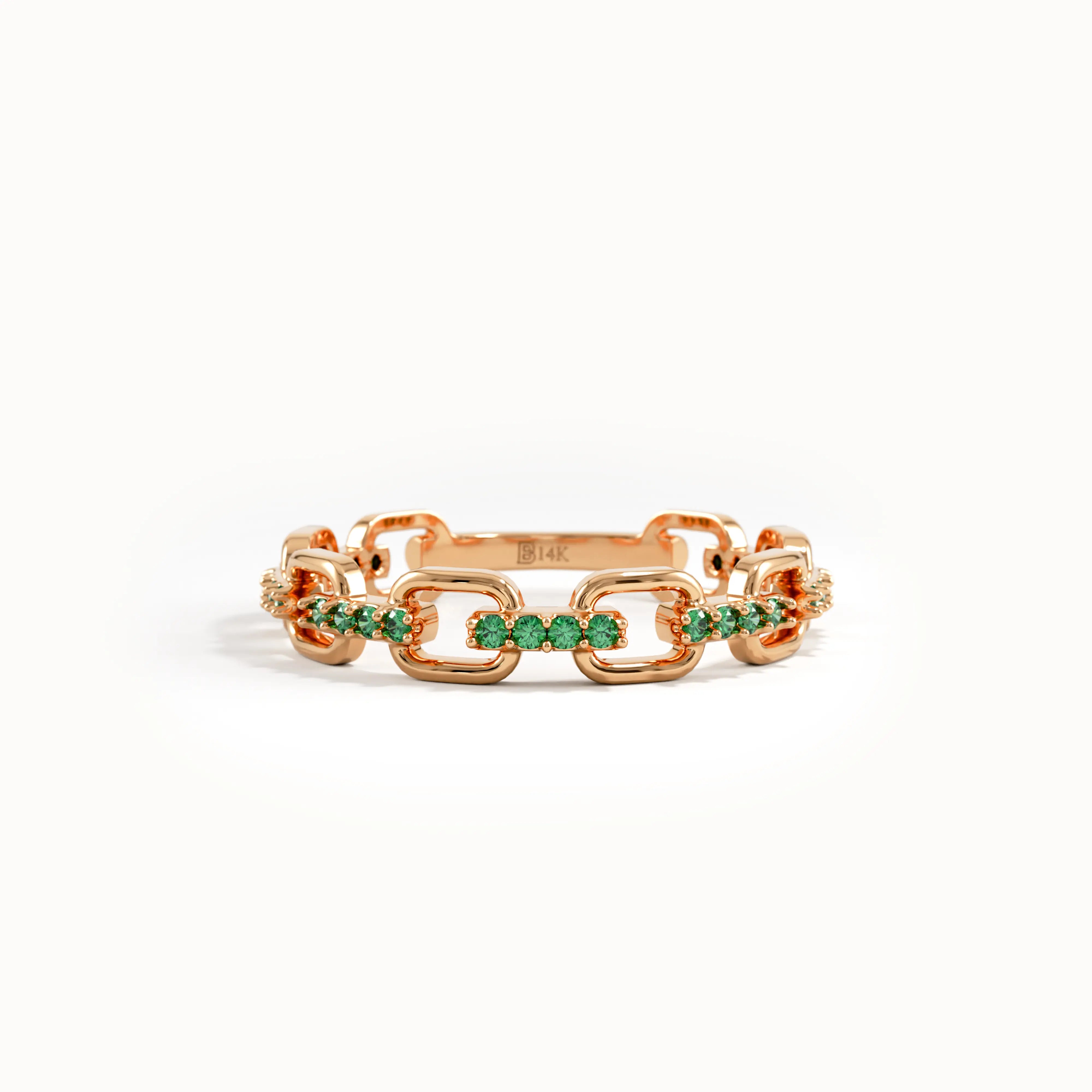 Pave Emerald Chain Wedding Ring - BRENNMORE 