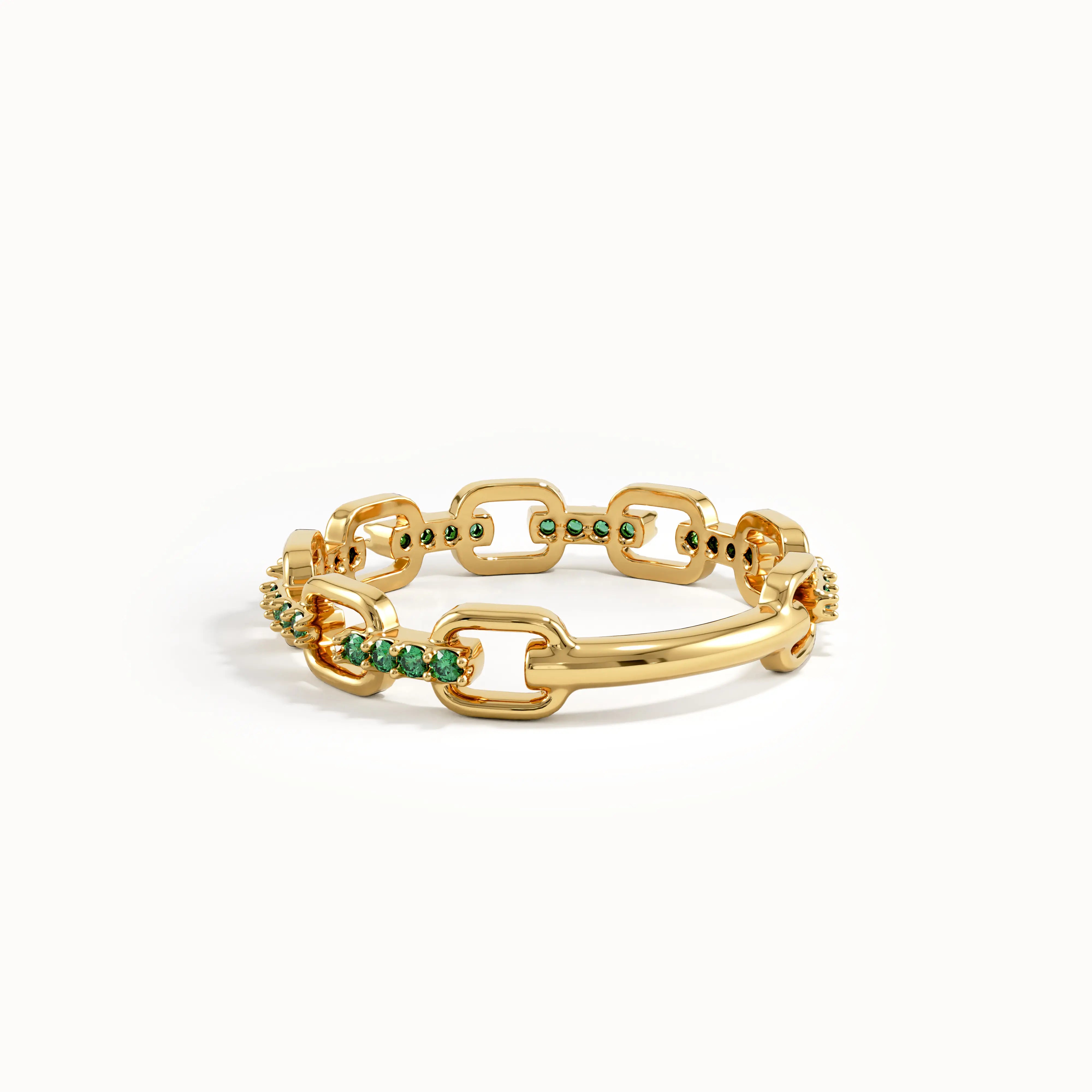 Pave Emerald Chain Wedding Ring - BRENNMORE 