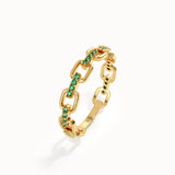 Pave Emerald Chain Wedding Ring - BRENNMORE 