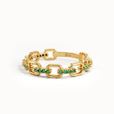 Pave Emerald Chain Wedding Ring - BRENNMORE 