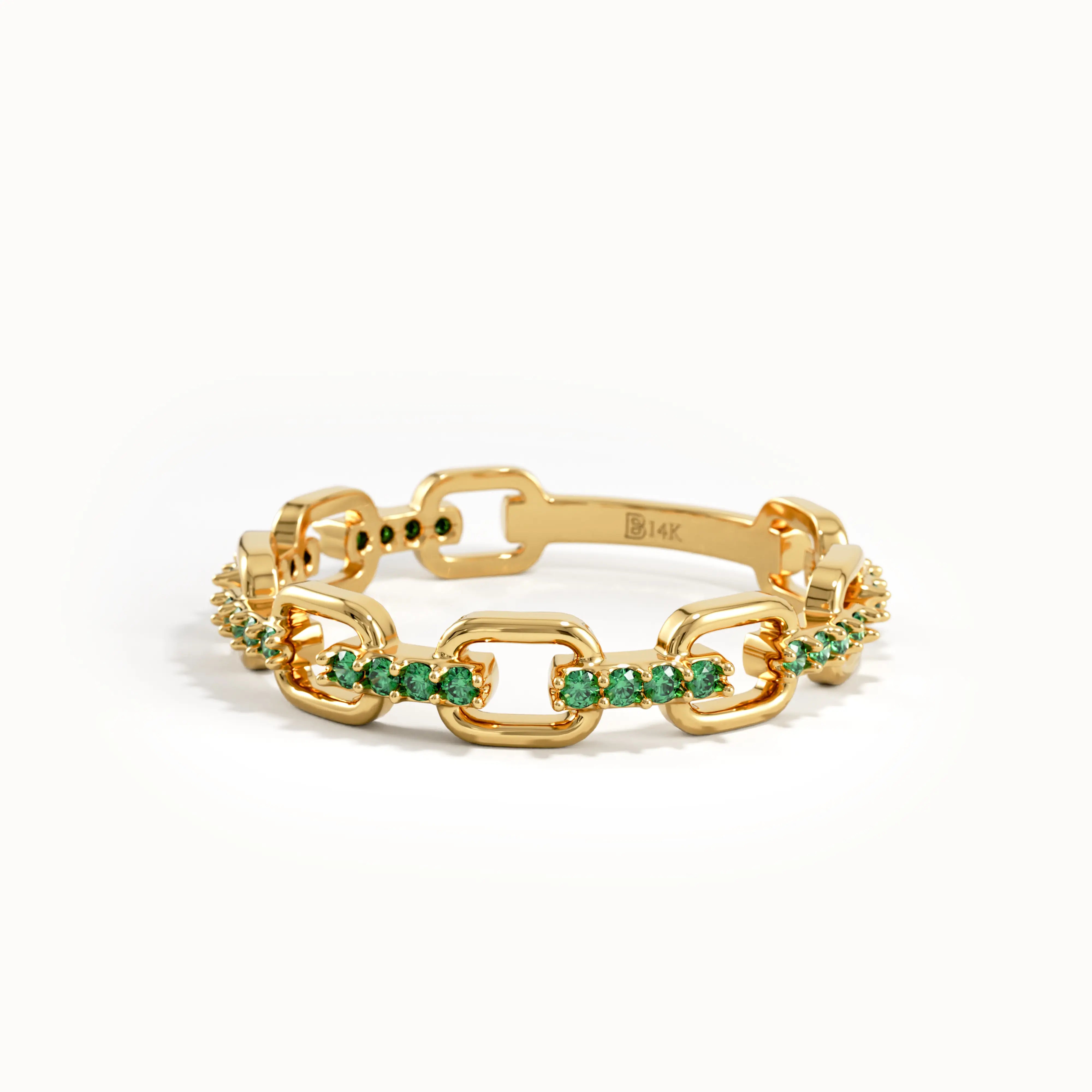 Pave Emerald Chain Wedding Ring - BRENNMORE 