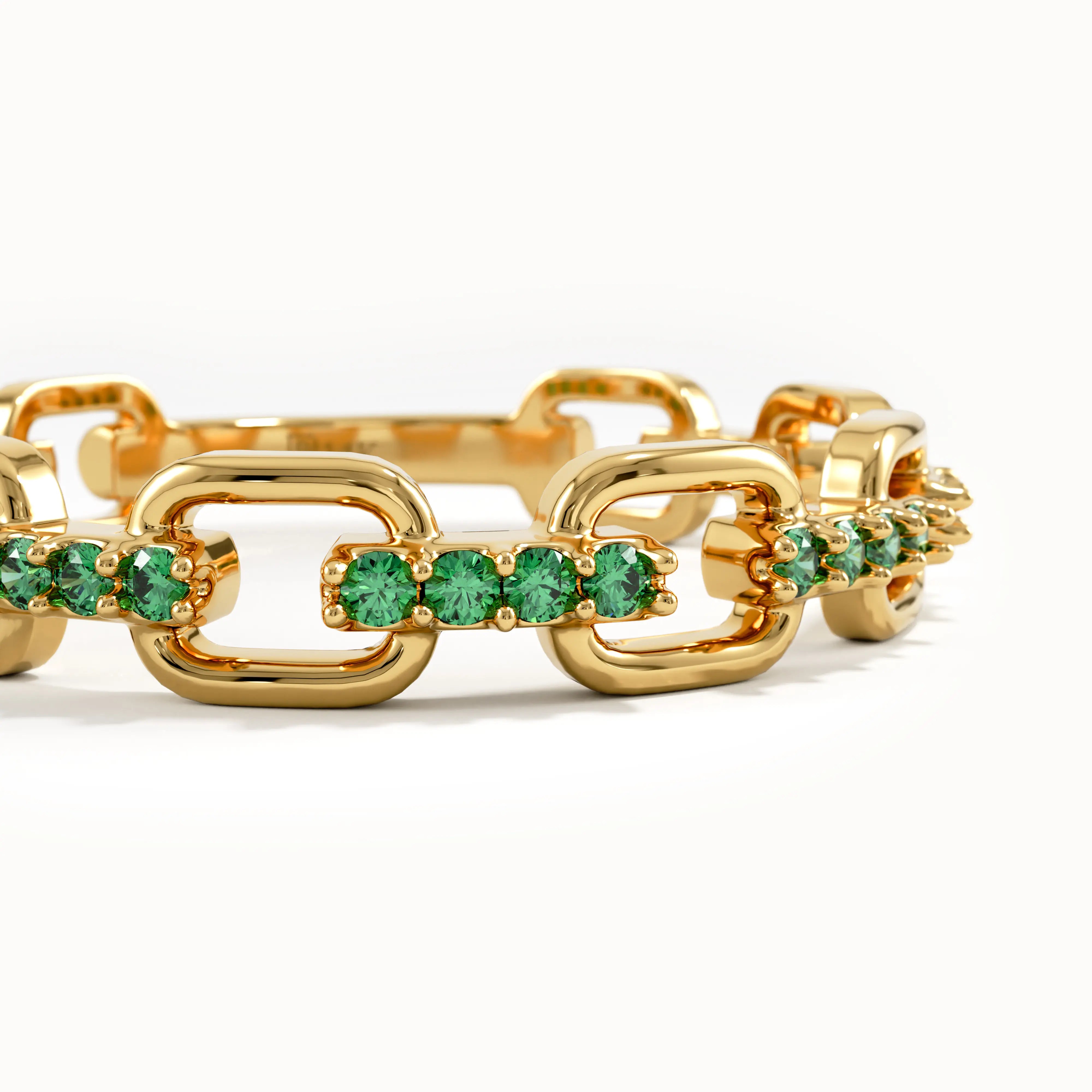 Pave Emerald Chain Wedding Ring - BRENNMORE 