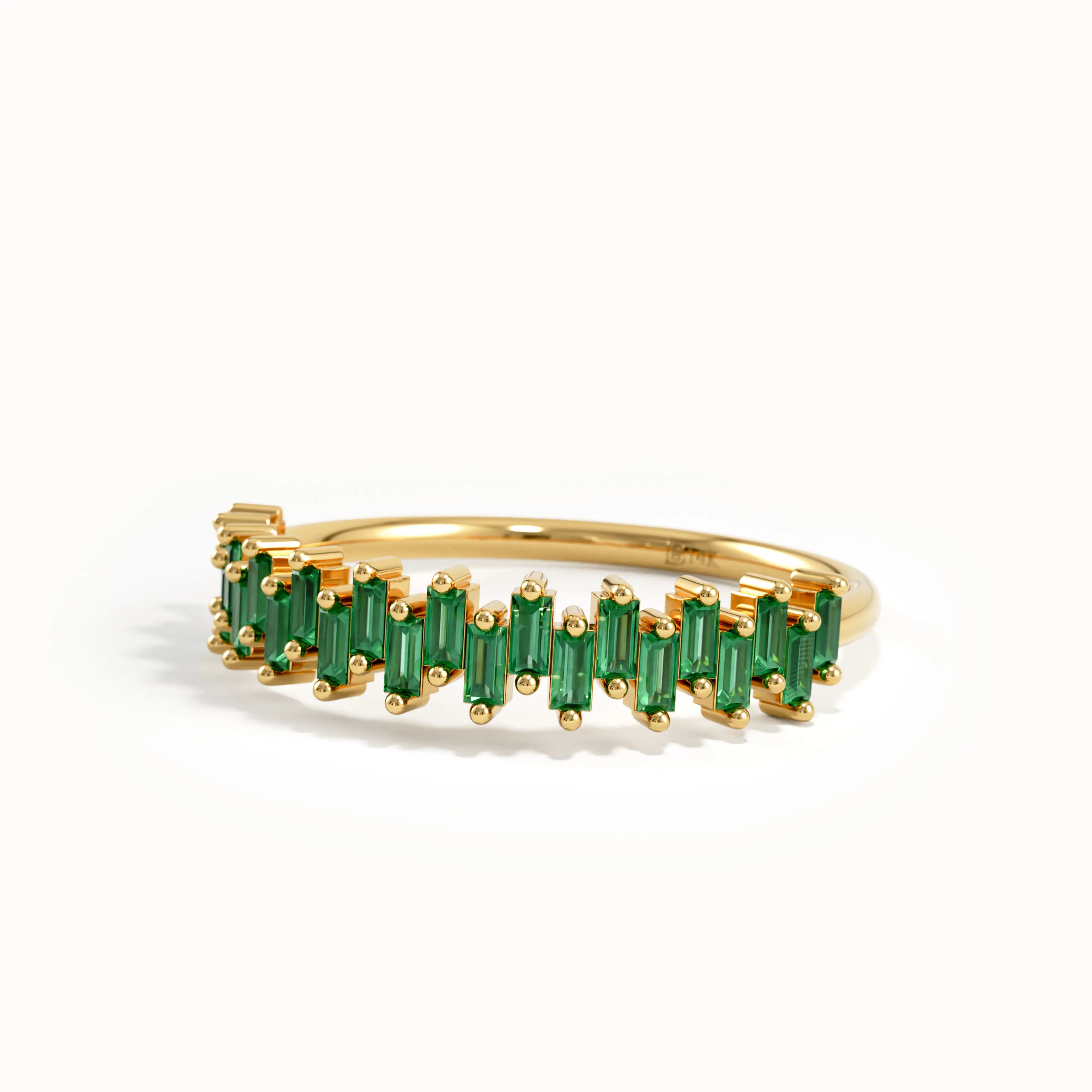 Baguette Emerald Wedding Ring - BRENNMORE