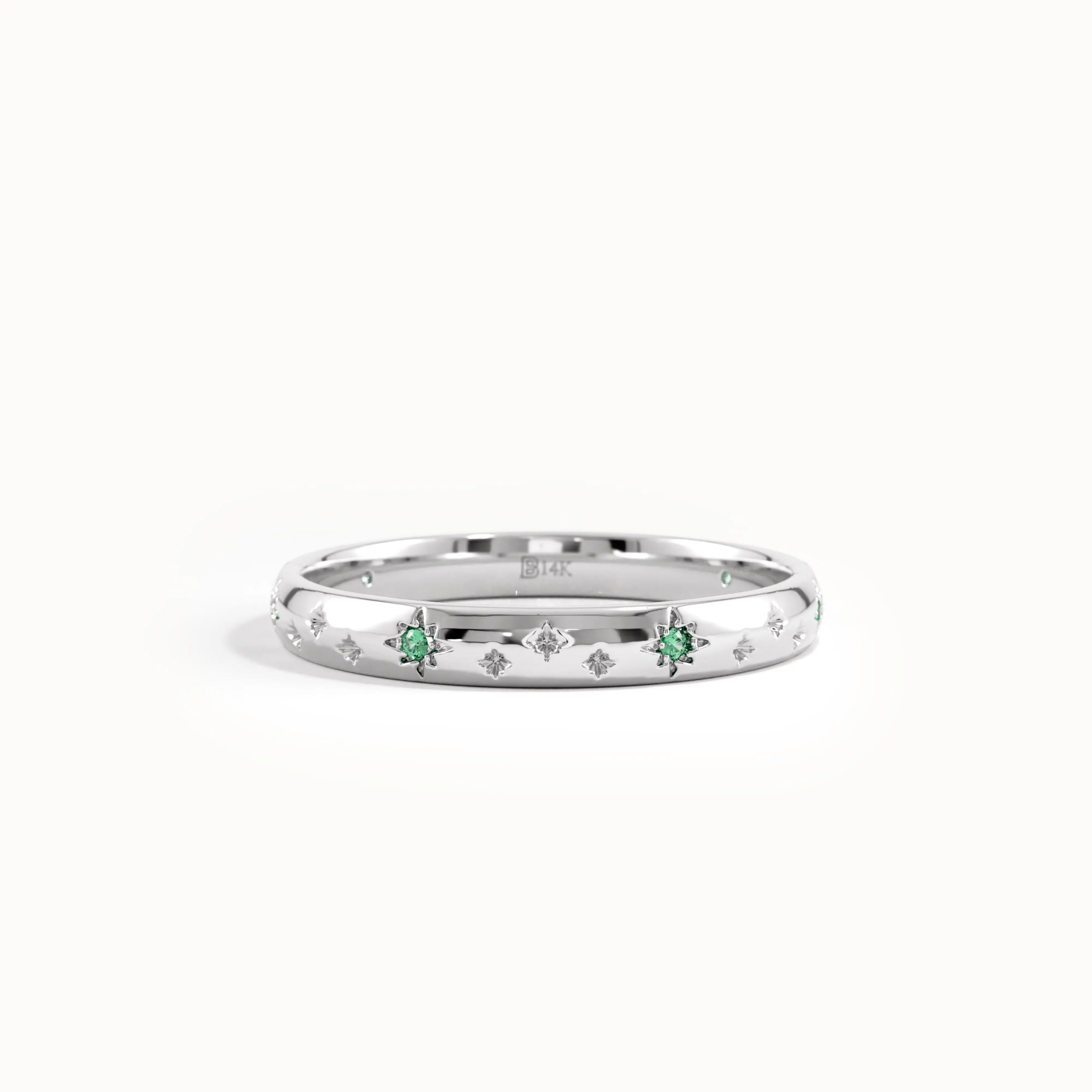 Celestial Emerald Wedding Band - BRENNMORE 