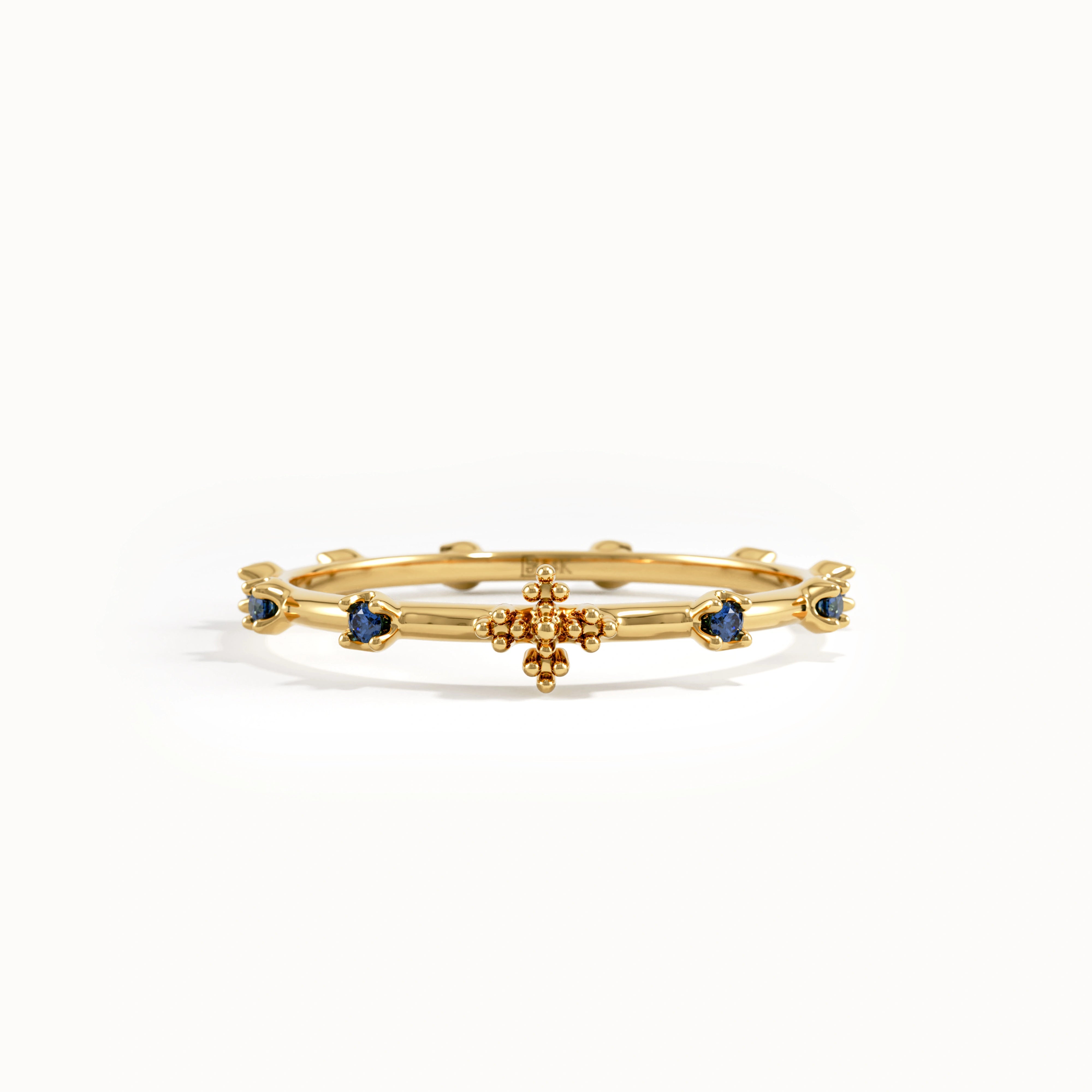 14k Gold Sapphire Rosary Ring