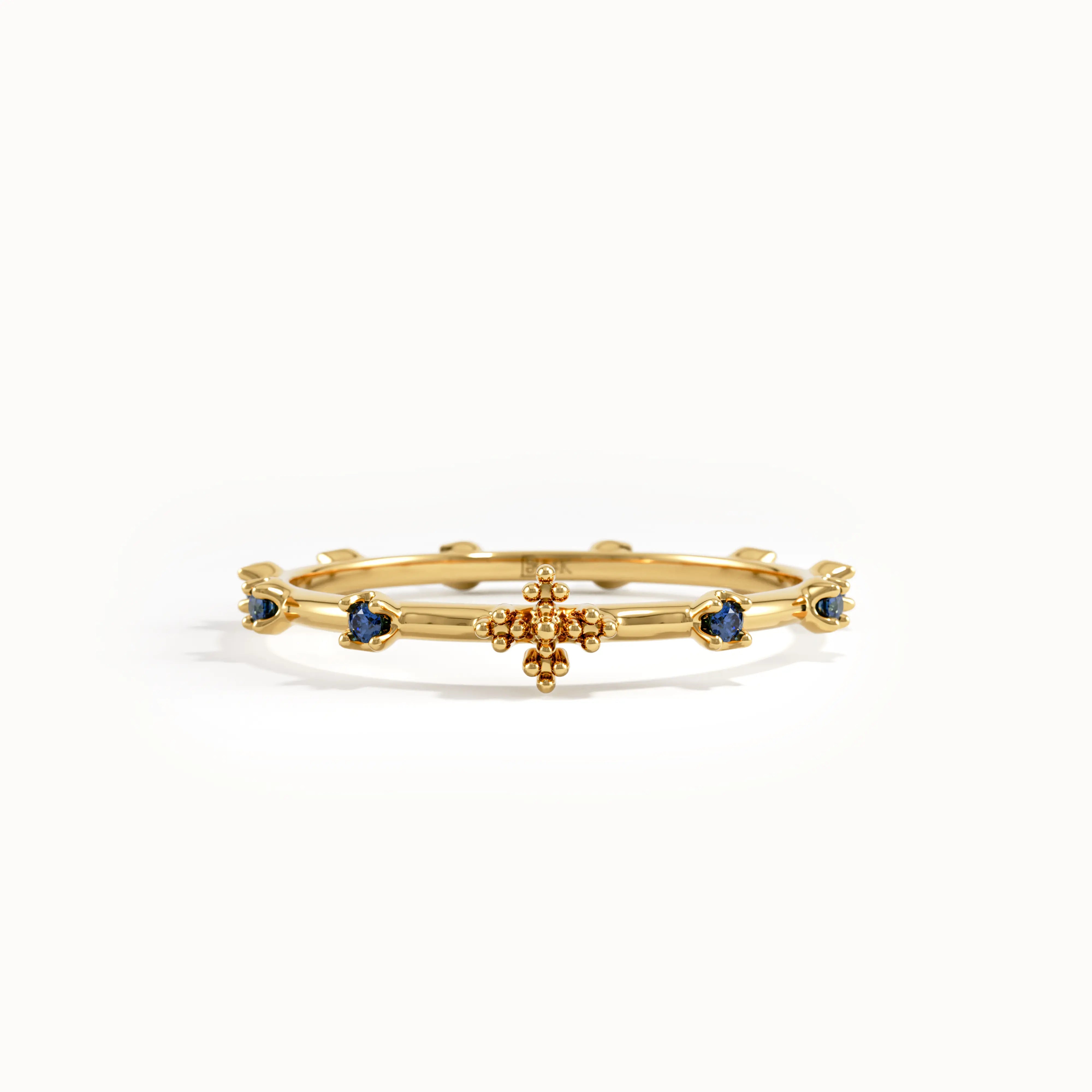 14k Gold Sapphire Rosary Ring - BRENNMORE 