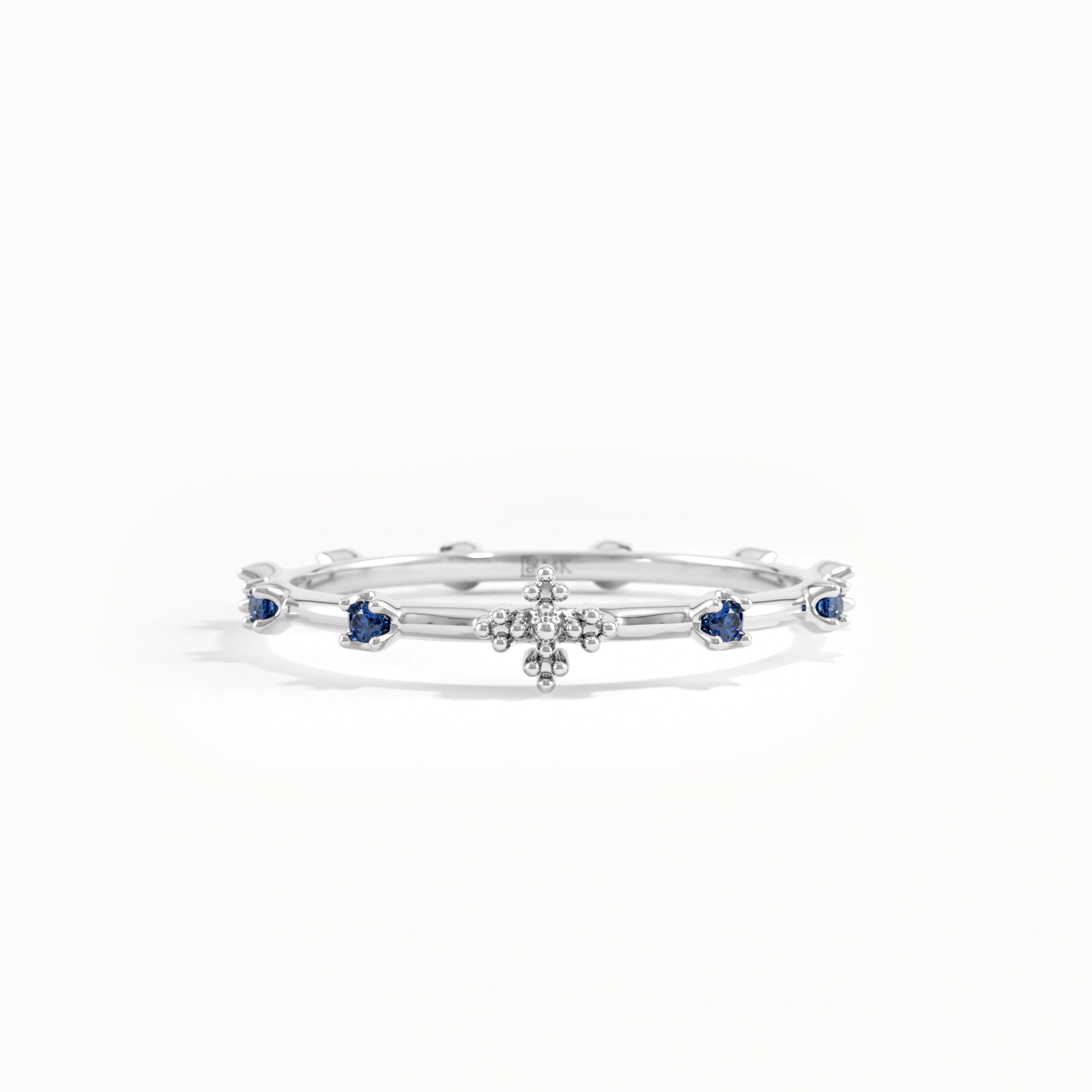 14k Gold Sapphire Rosary Ring