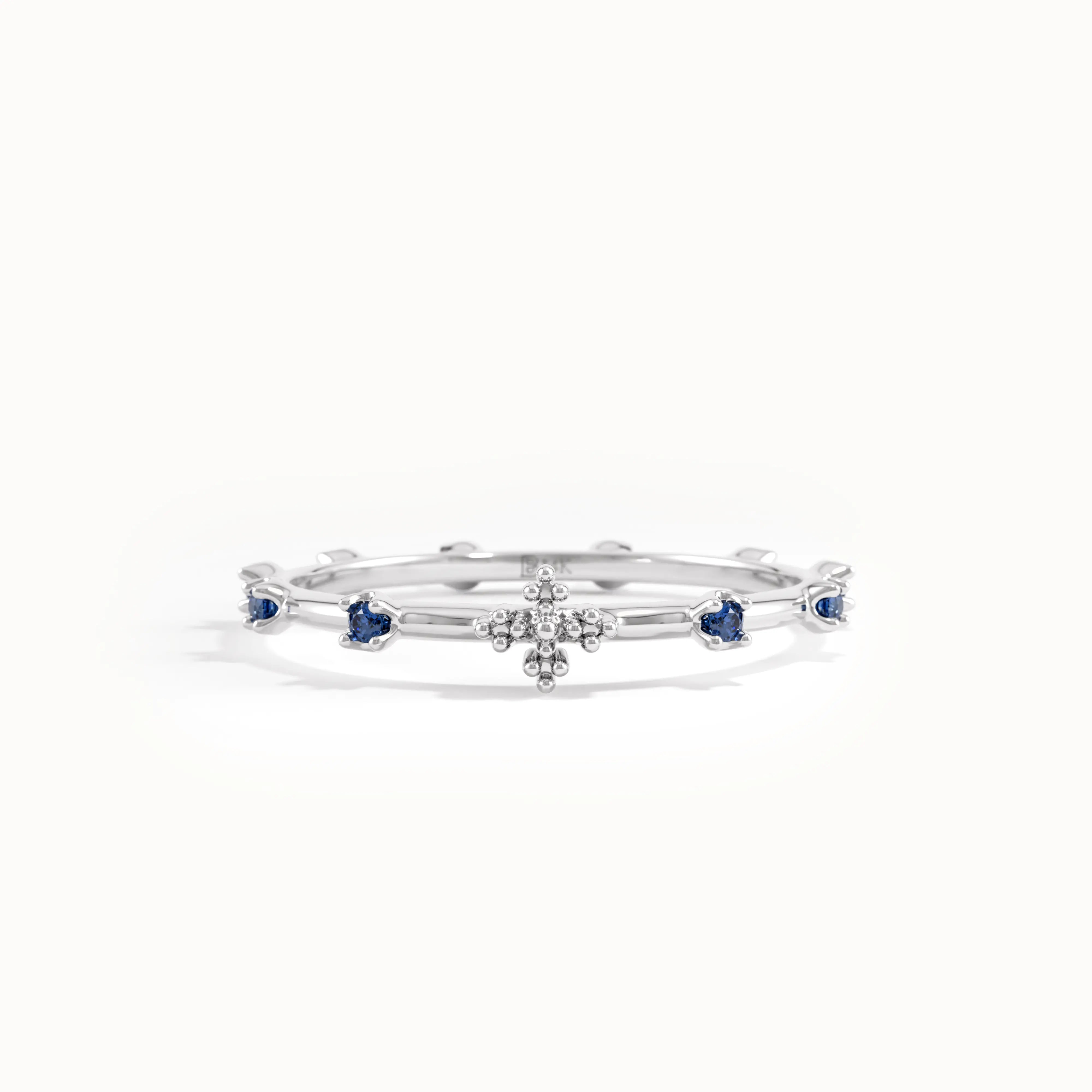 14k Gold Sapphire Rosary Ring - BRENNMORE 