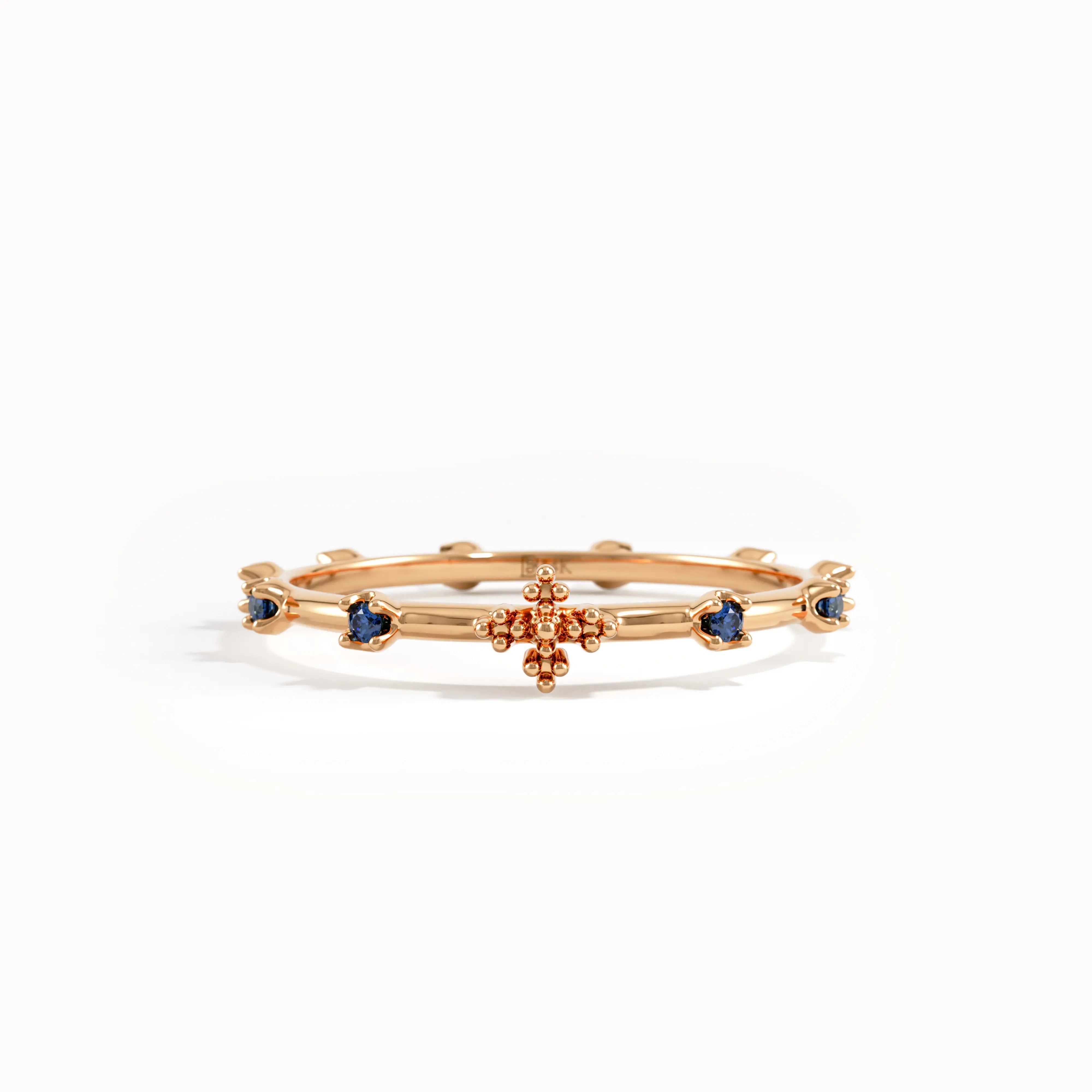 14k Gold Sapphire Rosary Ring - BRENNMORE 