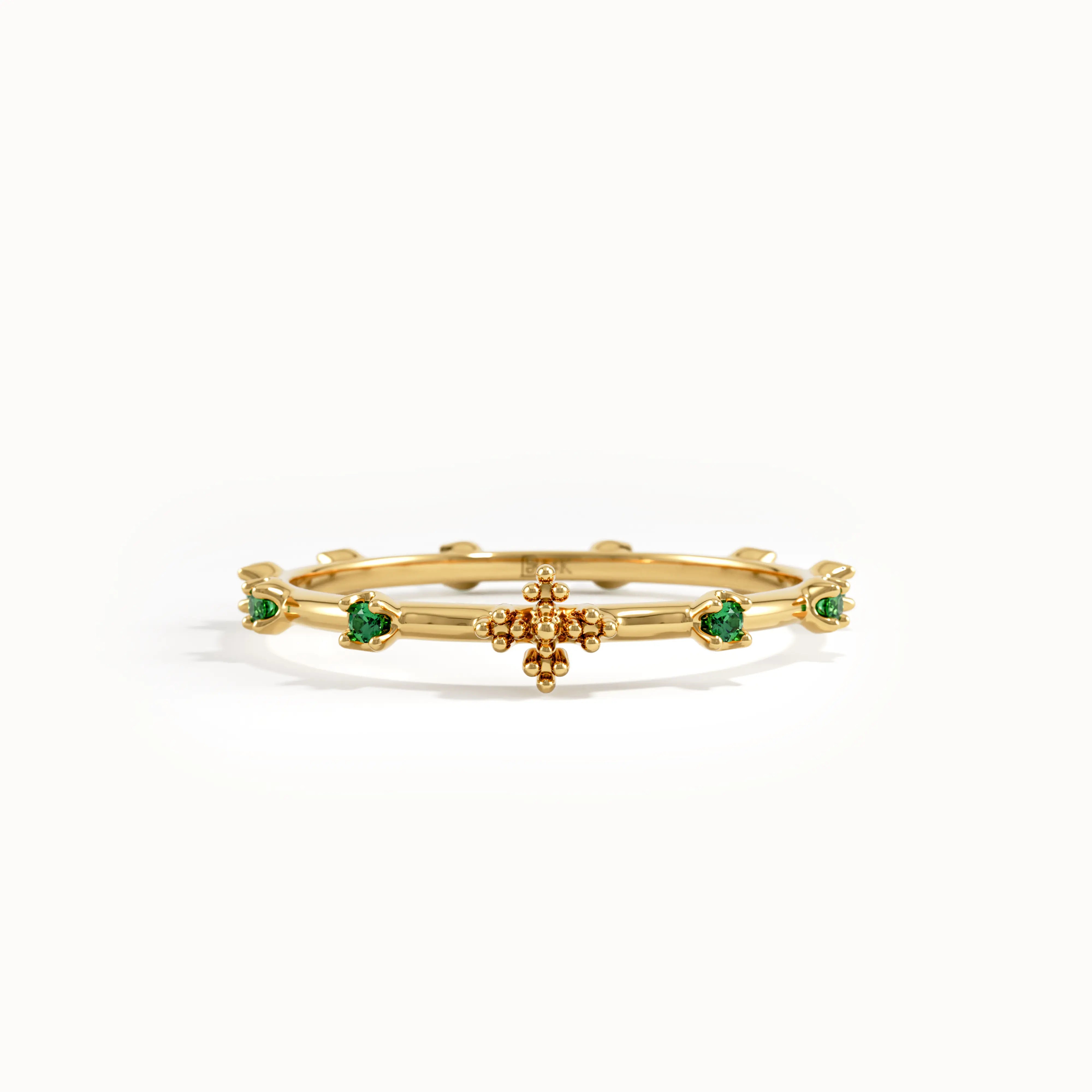 14k Gold Emerald Rosary Ring - BRENNMORE