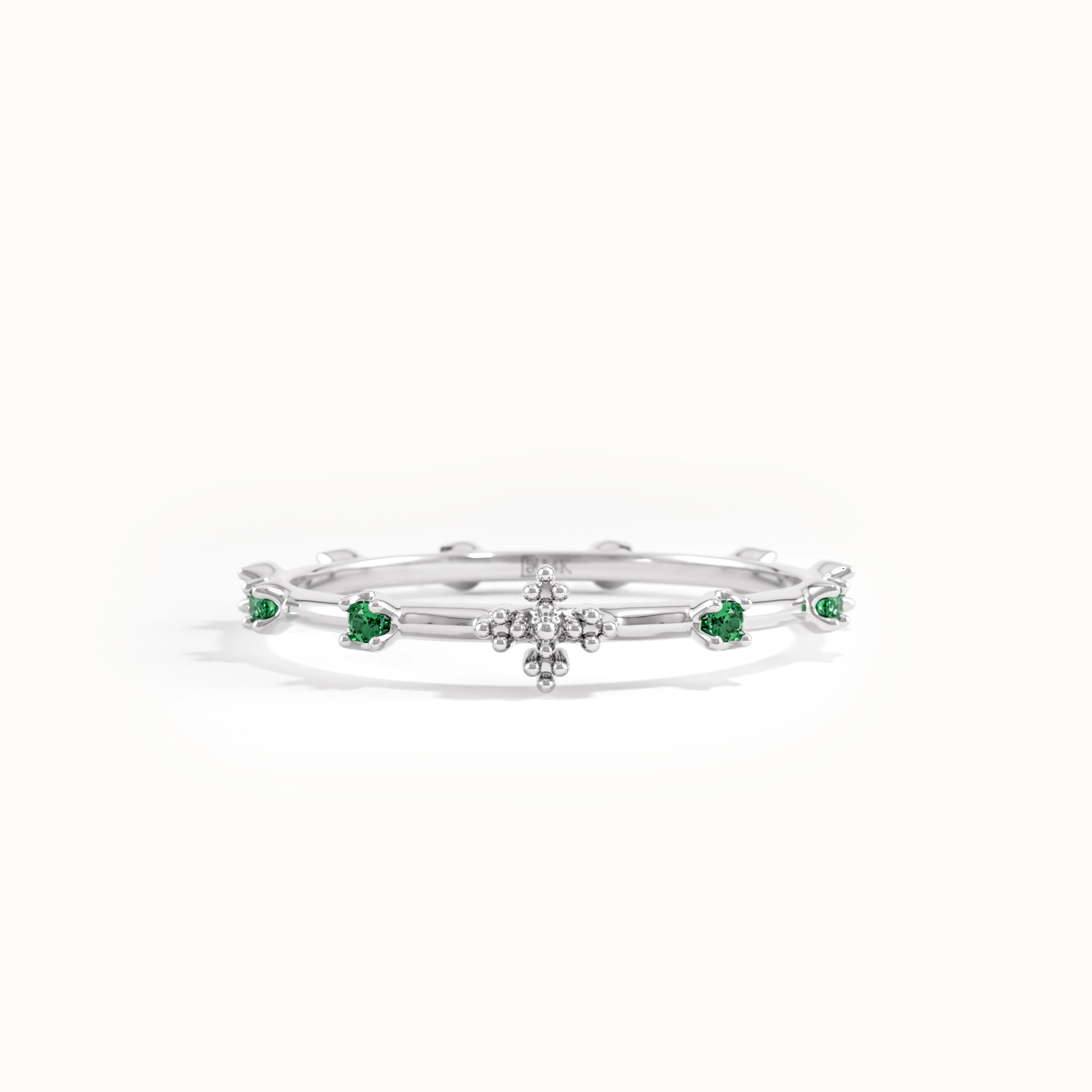 14k Gold Emerald Rosary Ring