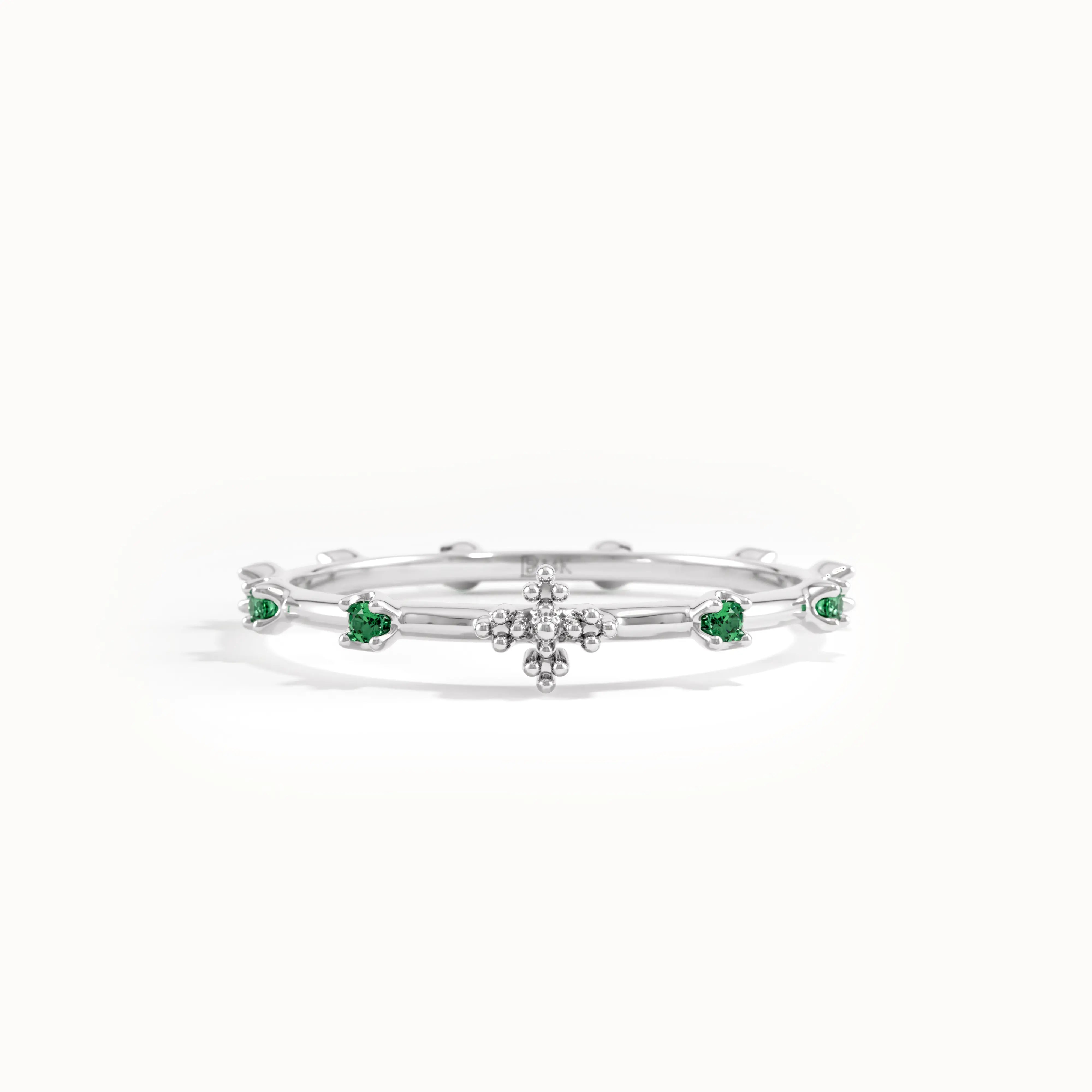 14k Gold Emerald Rosary Ring - BRENNMORE 