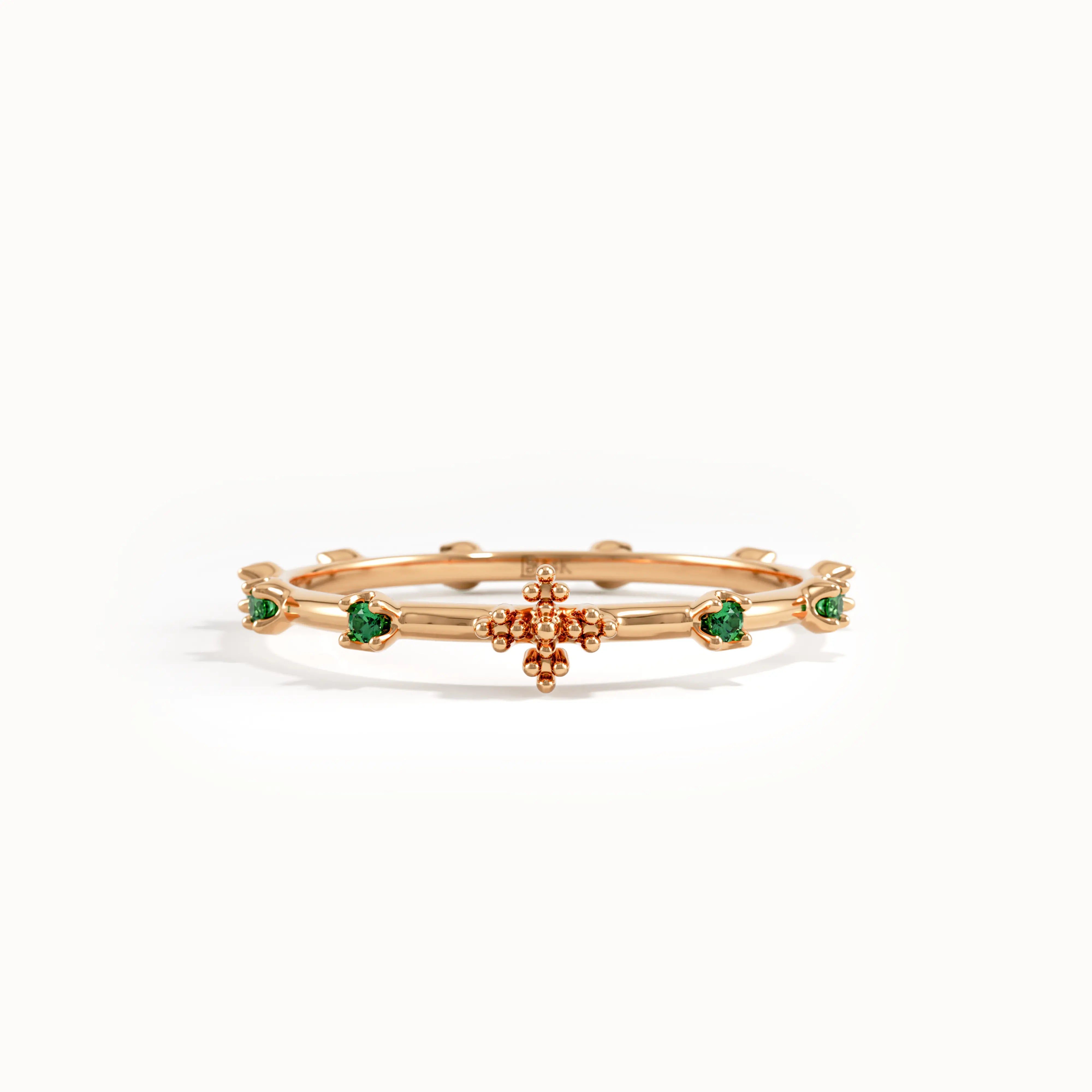 14k Gold Emerald Rosary Ring - BRENNMORE 