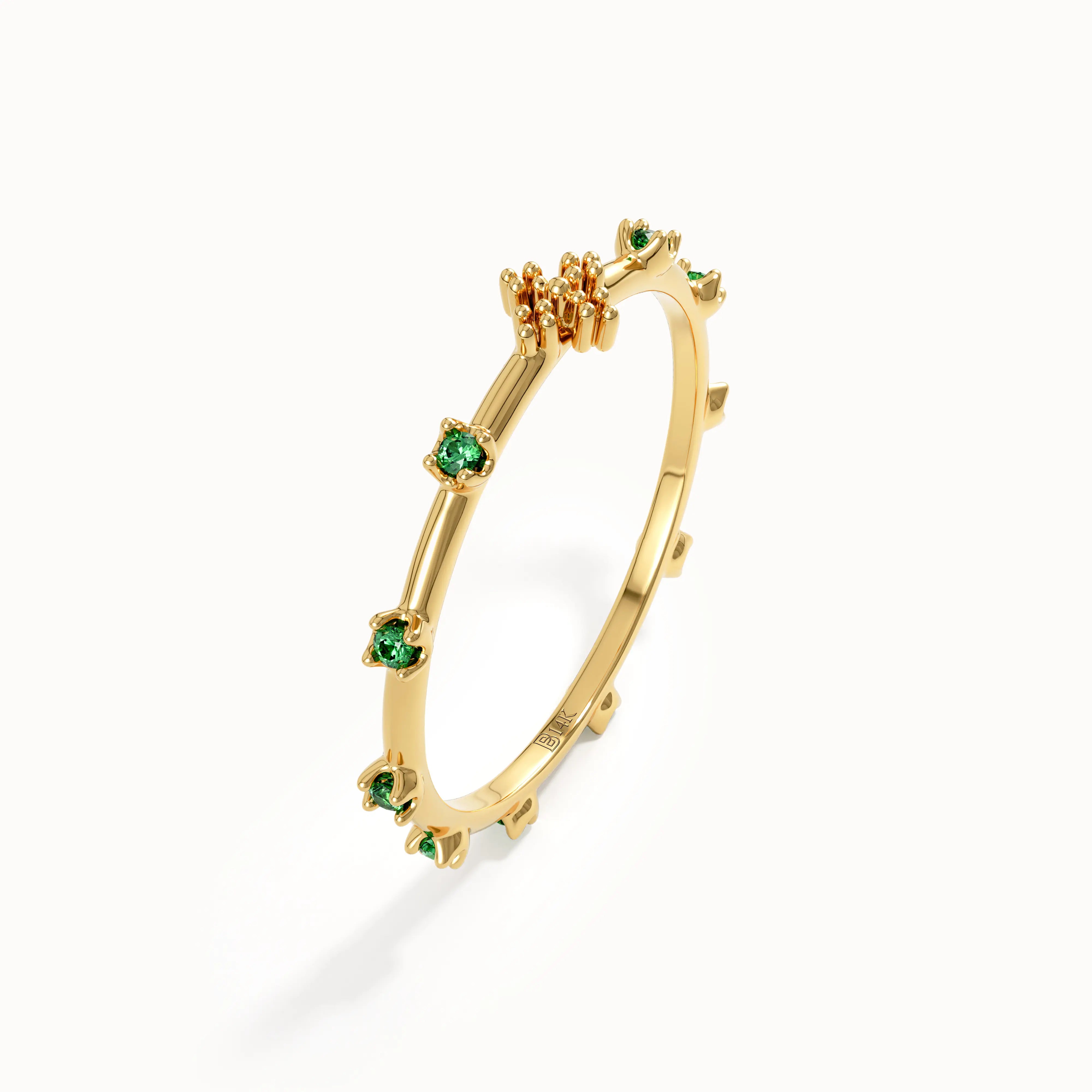 14k Gold Emerald Rosary Ring - BRENNMORE