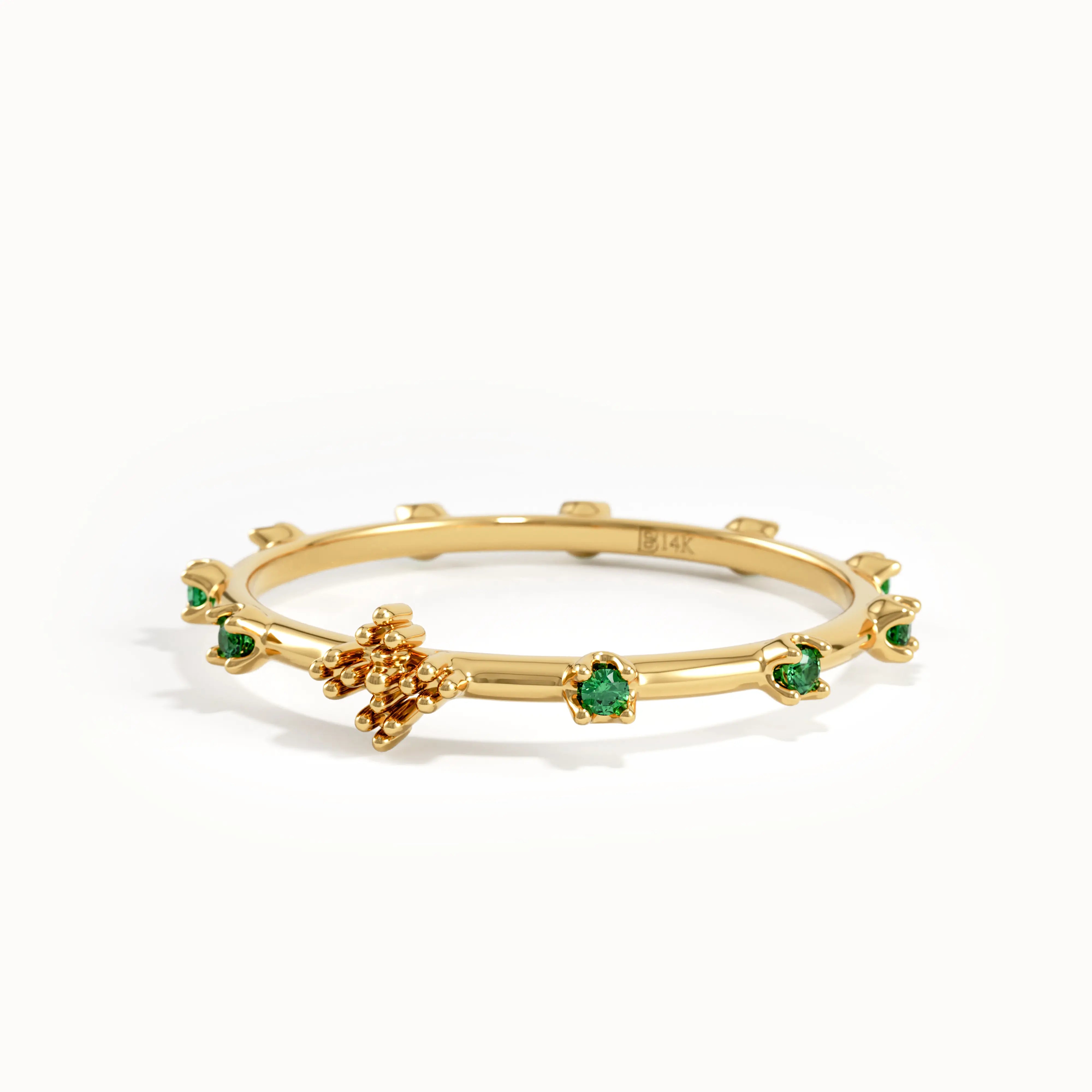 14k Gold Emerald Rosary Ring - BRENNMORE 